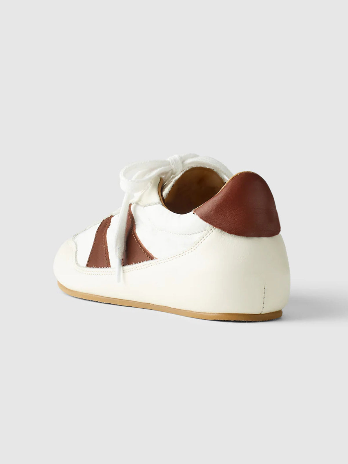 Ivory Cow Suede And Cow Leather Round-Toe Lace-Up Classic Sneakers