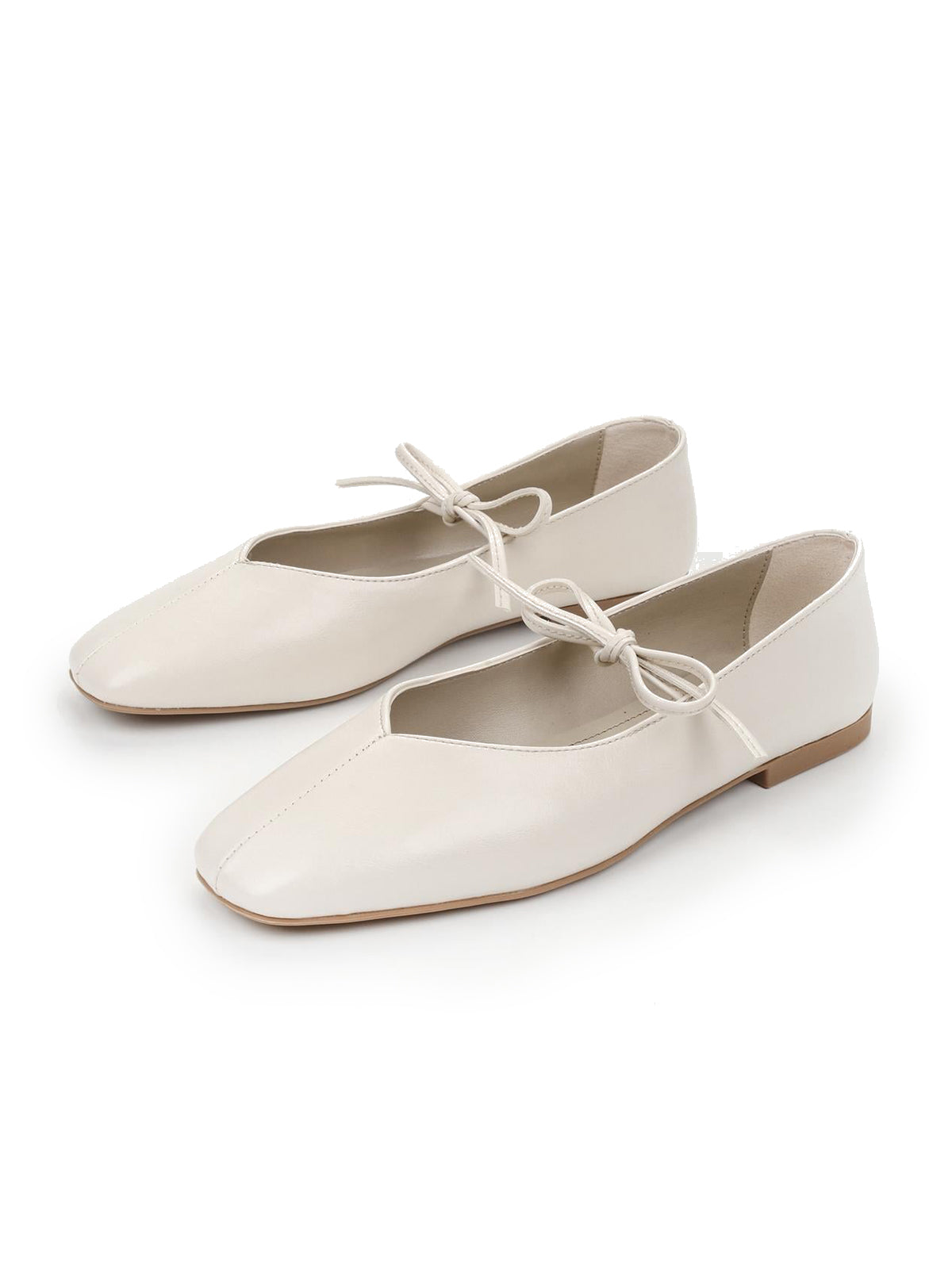 Ivory Square-Toe Chic Bridge Strap Slip-On Stylish Flats