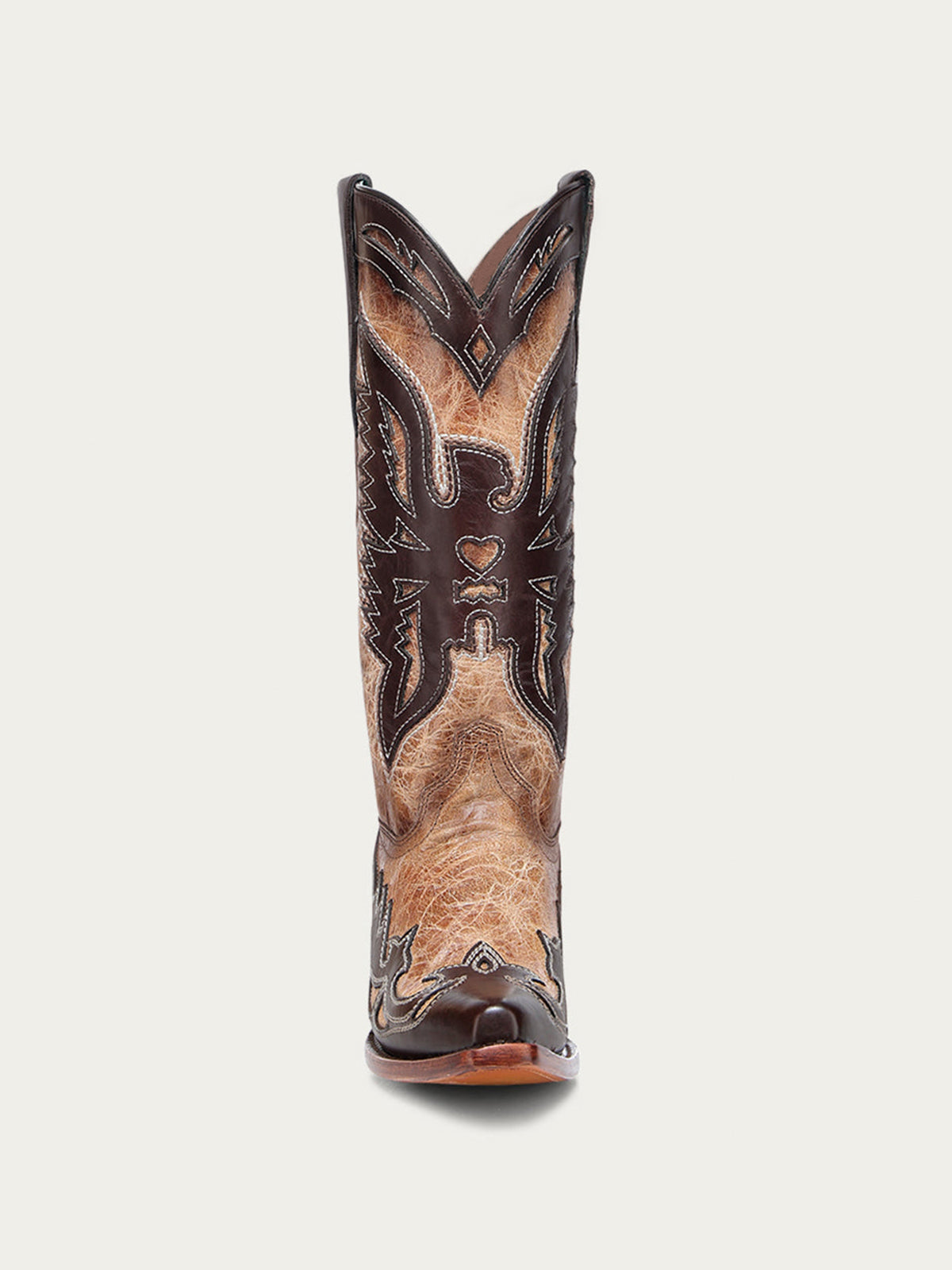 Distressed Sand Snip-Toe Chic Eagle Applique Mid Calf Cowgirl Boots