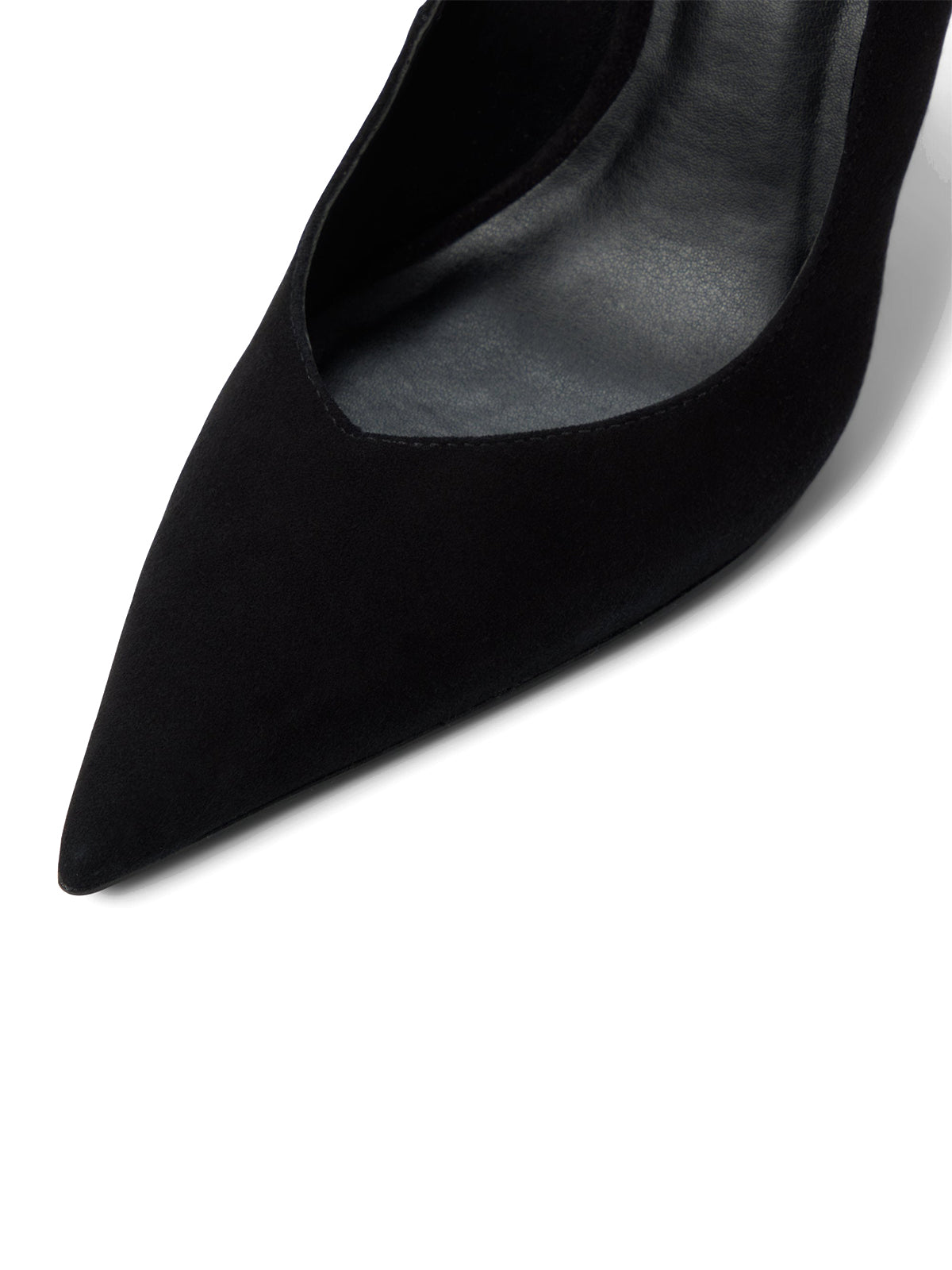 Black Faux Suede Pointed-Toe Classic Backless High Heels