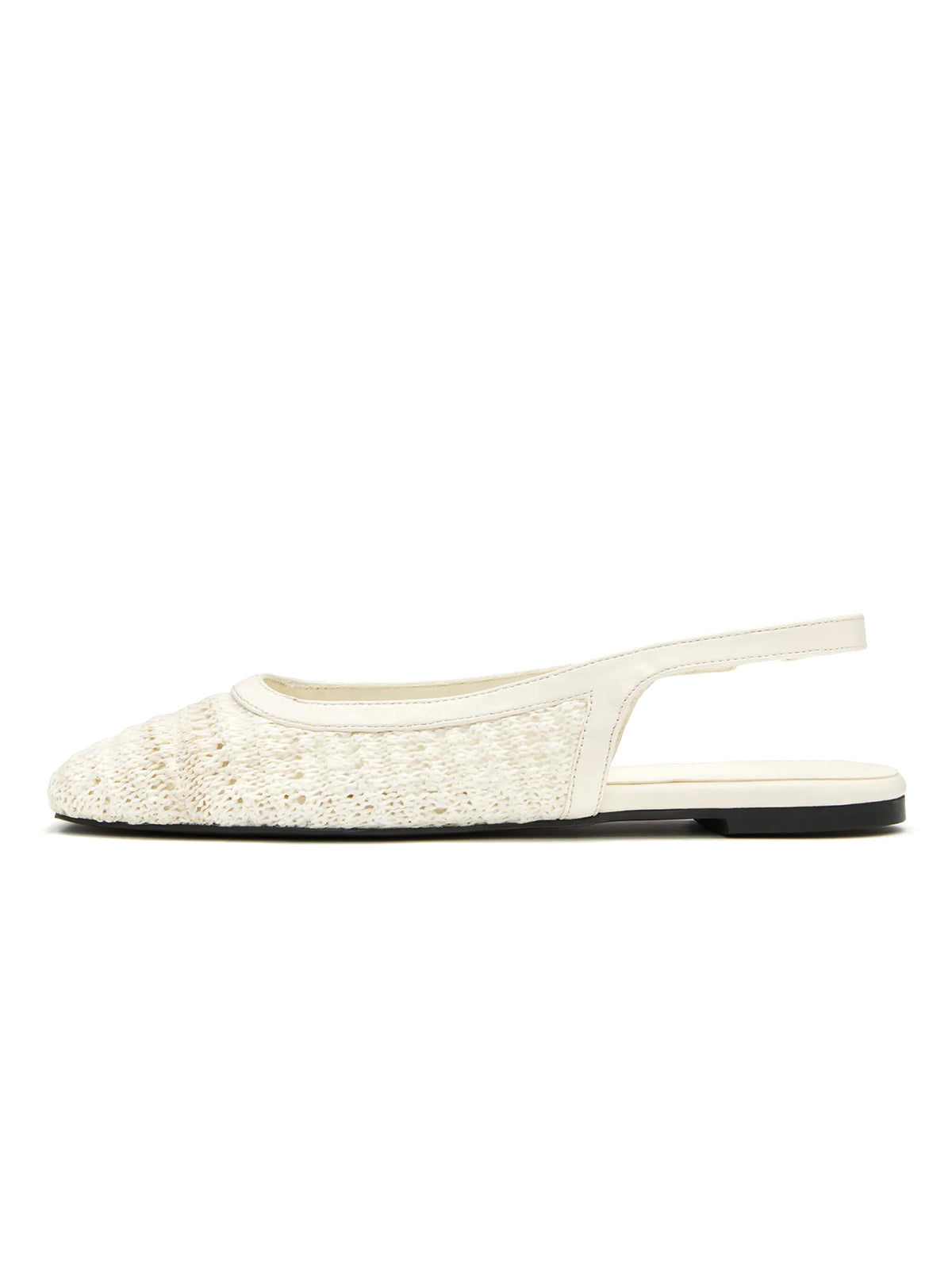 Ivory Grass Woven Square-Toe Classic Back Strap Flats