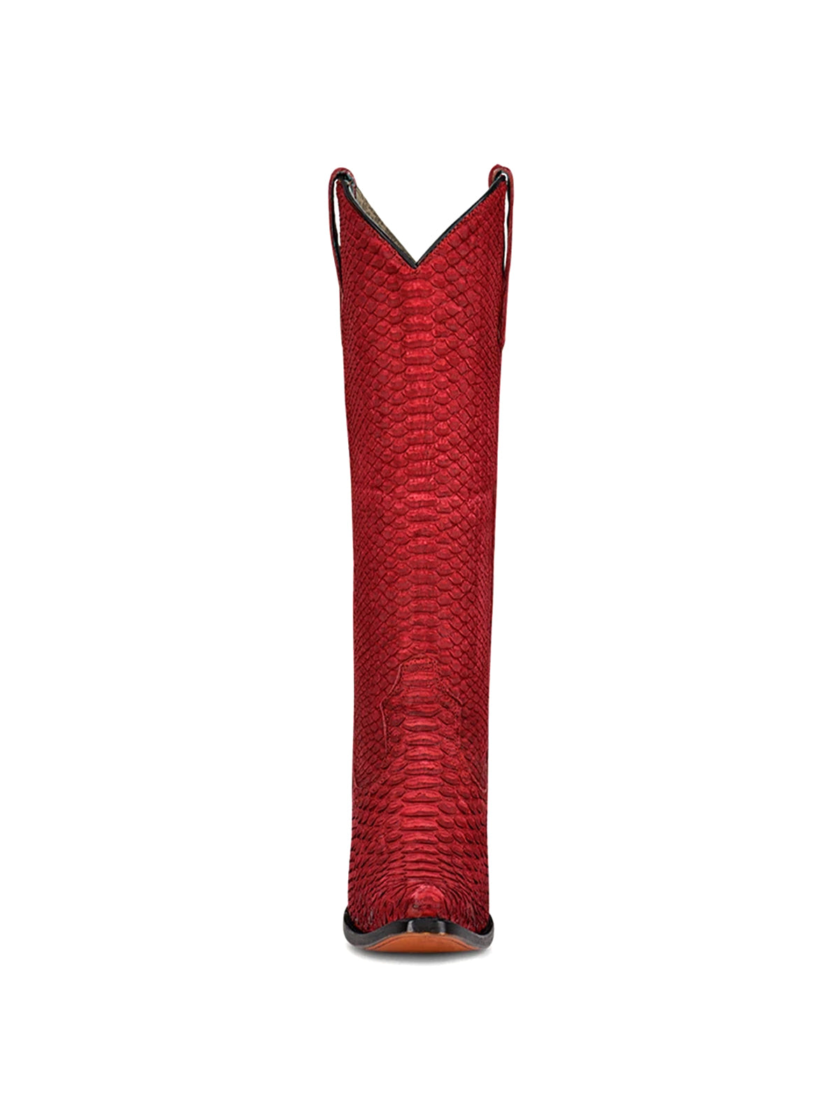Red Snakeskin Pointed-Toe Half-Zip Simple Knee High Cowgirl Boots