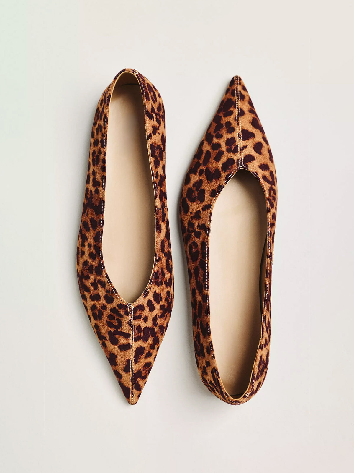 Leopard Lace Mesh Pointed-Toe Slip-On Classic Flats