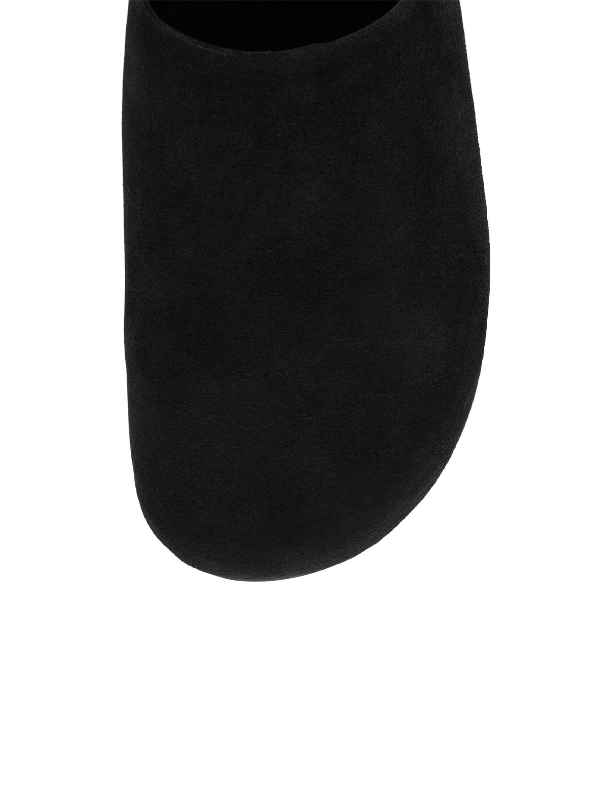 Black Faux Suede Square-Toe Slip-On Simple Backless Flats