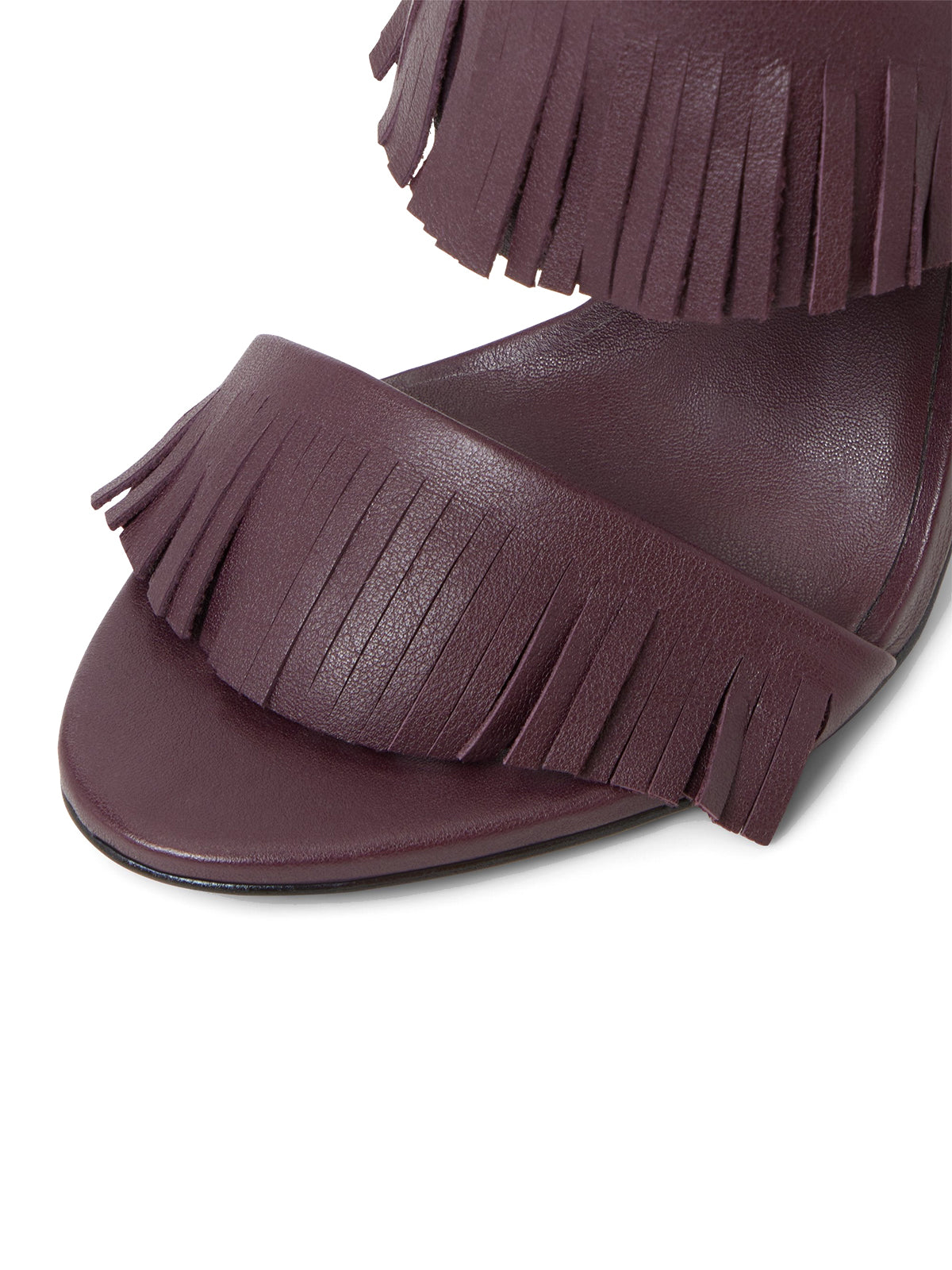 Purple Open Round-Toe Fringe High Heels