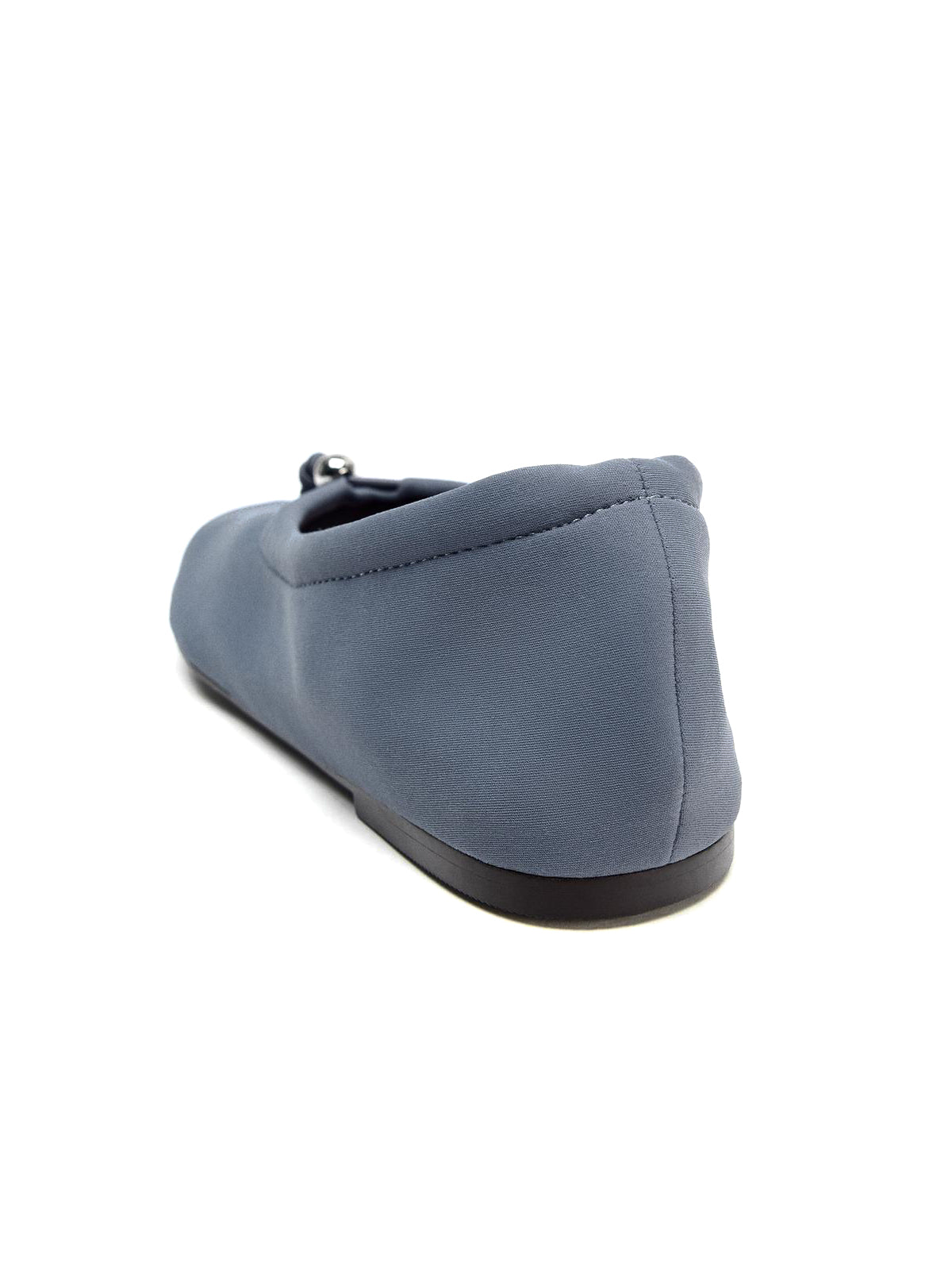 Blue Elastic Fabric Round-Toe Adjustable Front Pull Tab Ballet Flats