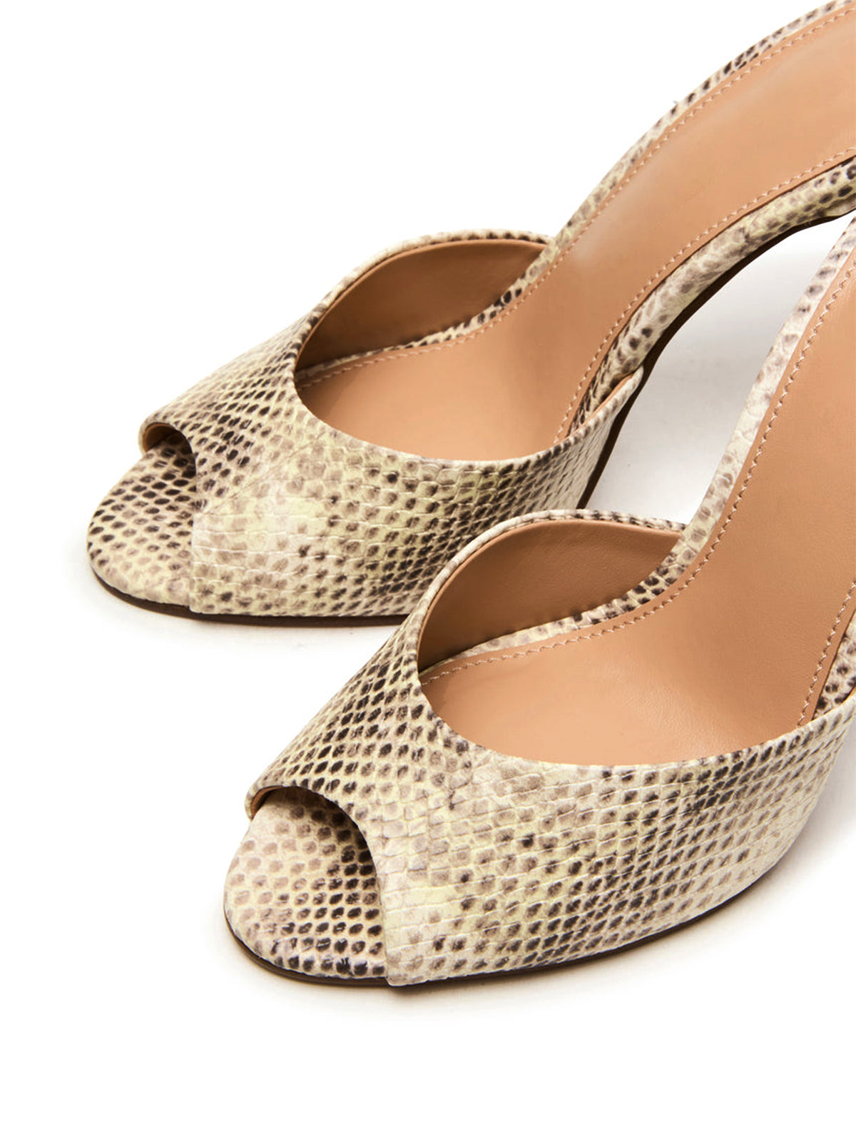 Round-Toe Slip-On High Stiletto Heels Pumps - Snakeskin Print