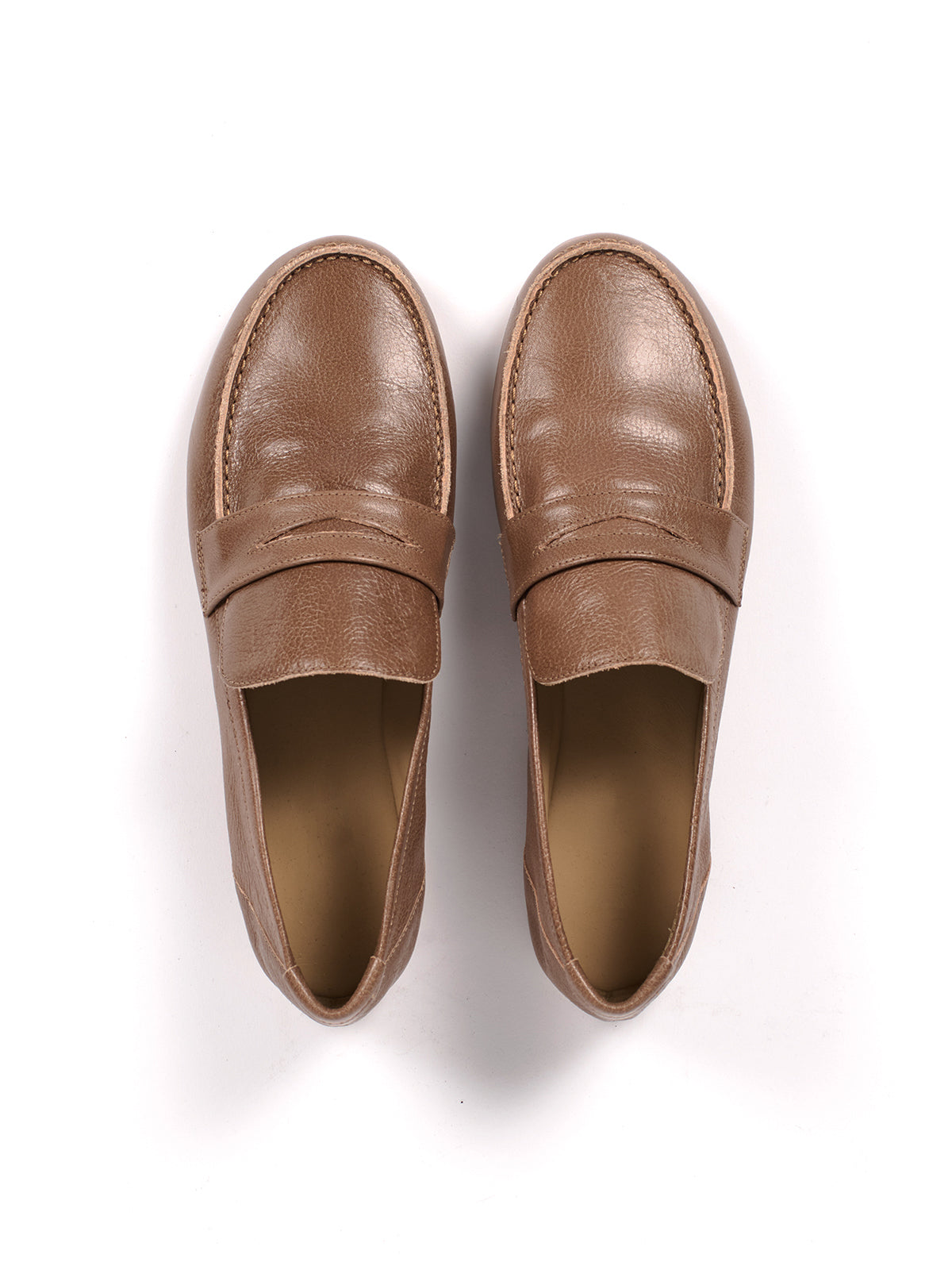 Round-Toe Slip-On Chic Loafers Flats - Brown