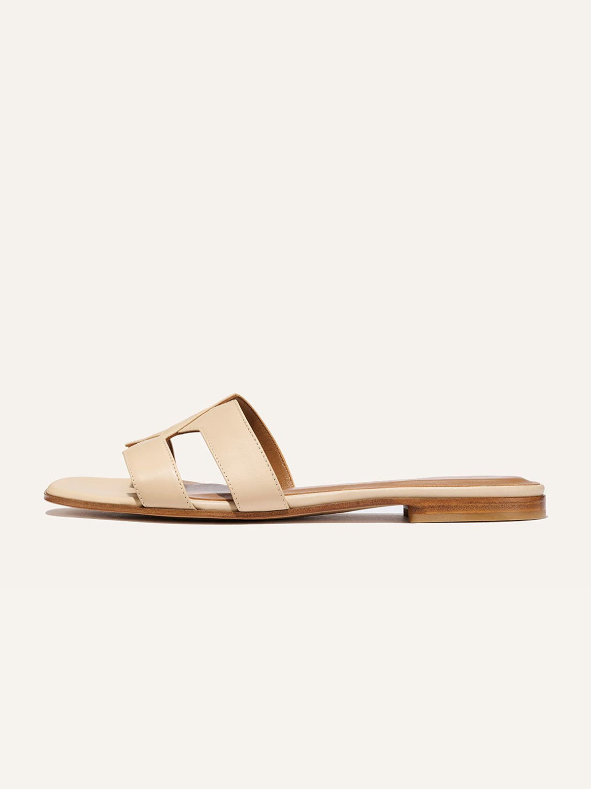 Latte Square-Toe Stylish Backless Sandals Flats