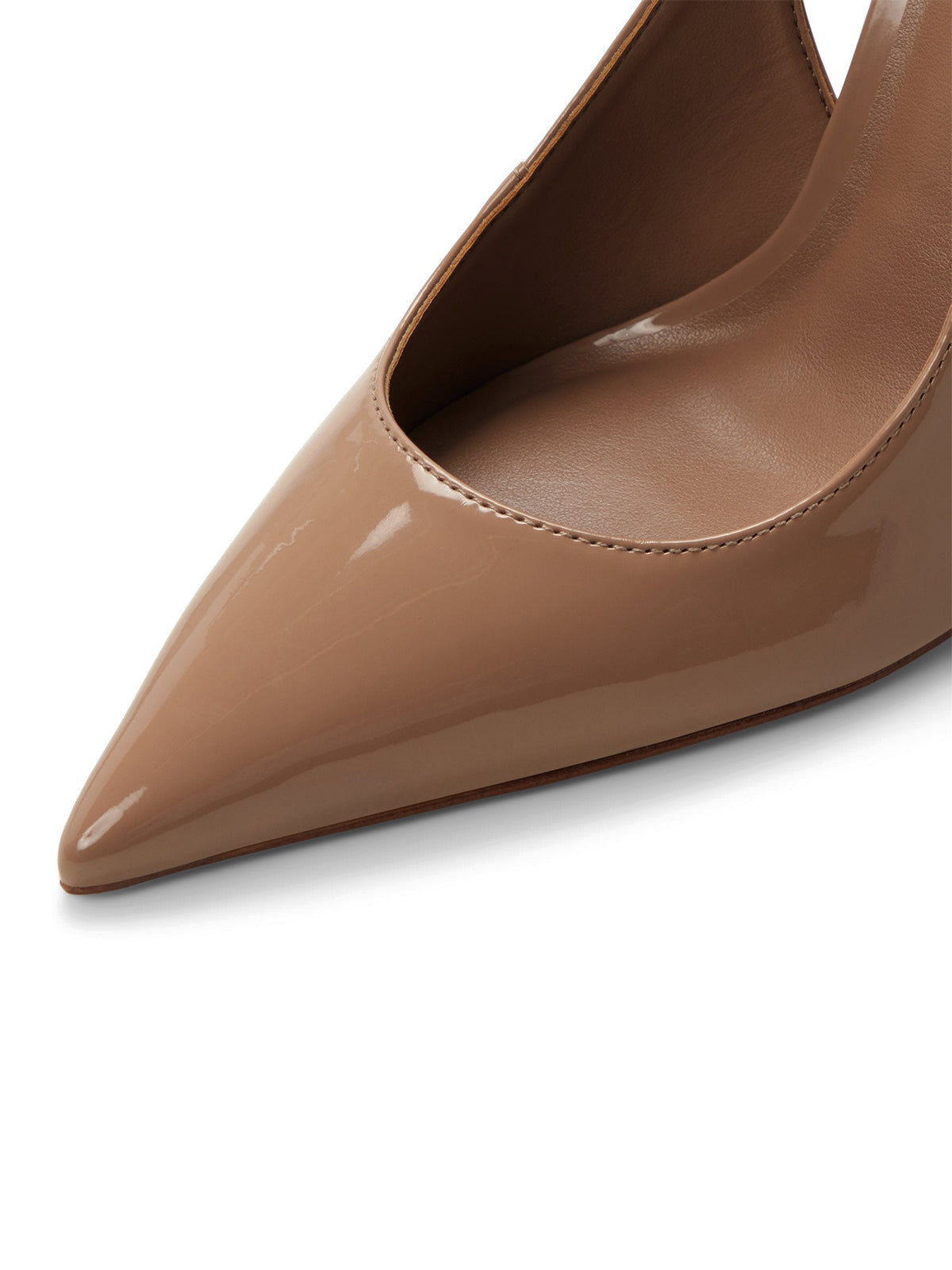 Patent Light Brown Pointed-Toe Classic Buckle Slingback High Heels