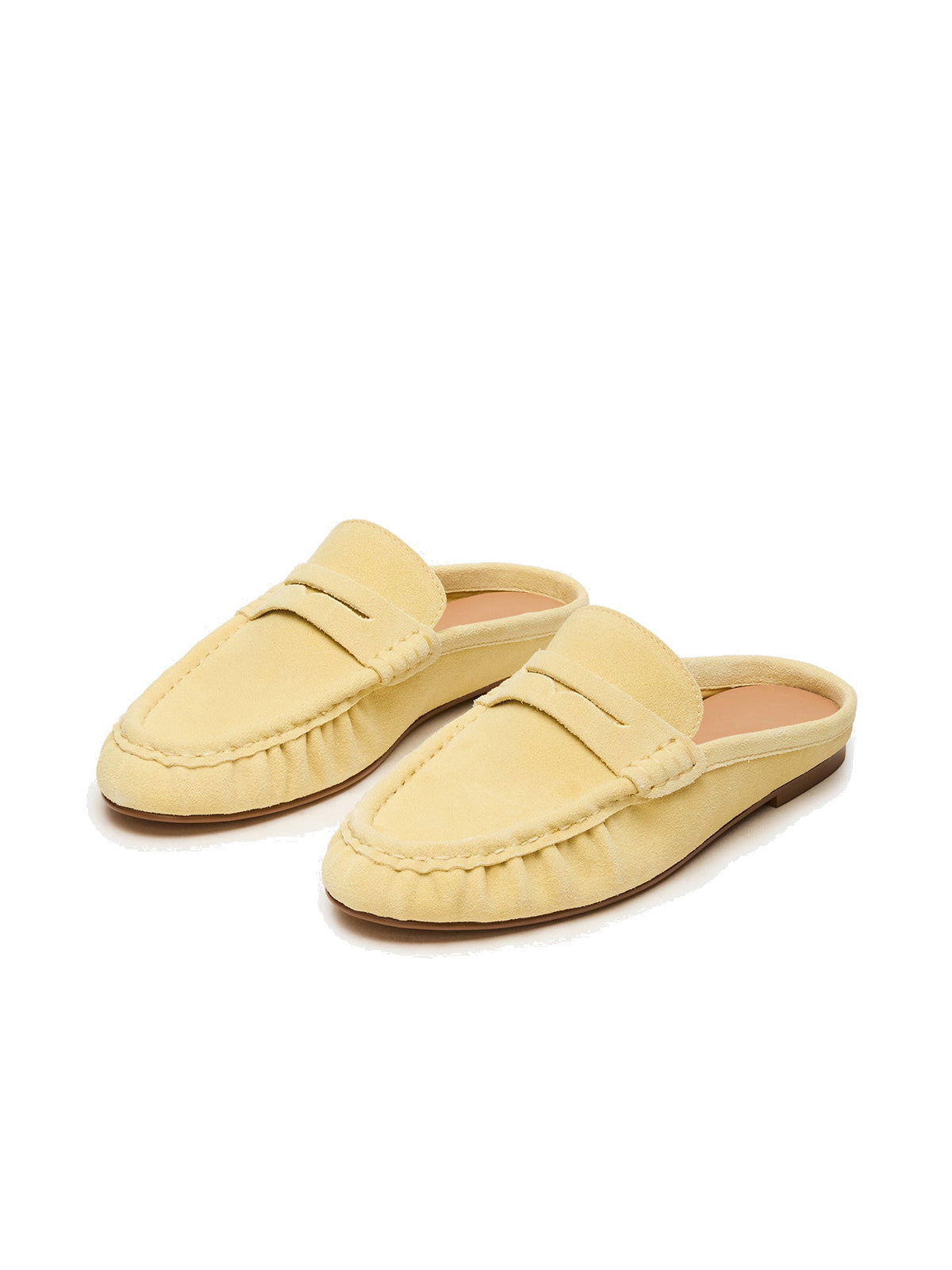 Yellow Faux Suede Round-Toe Stylish Slip-On Flats