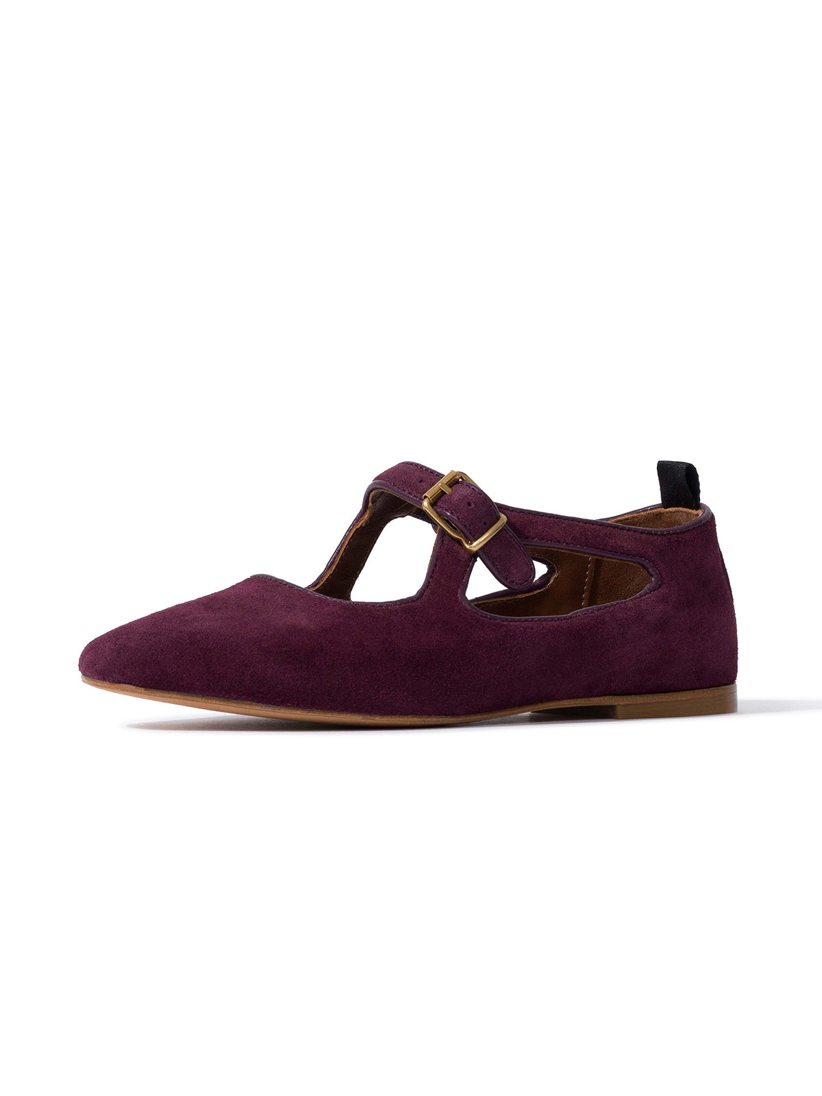 Square-Toe Buckle Strap Chic Flats - Coffee Faux Suede