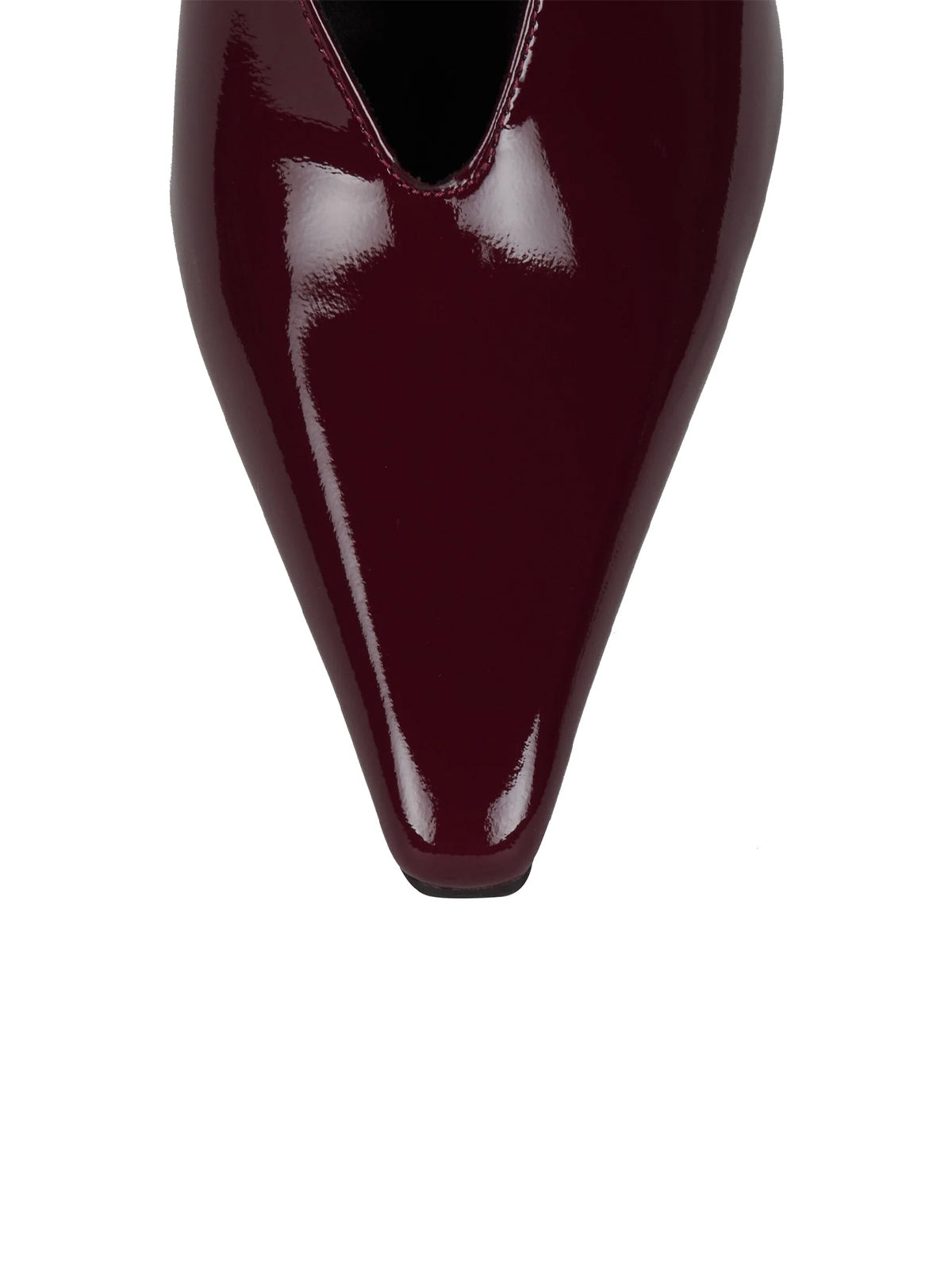 Berry Red Patent Pointed-Toe Thick Slingback High Heels Pumps