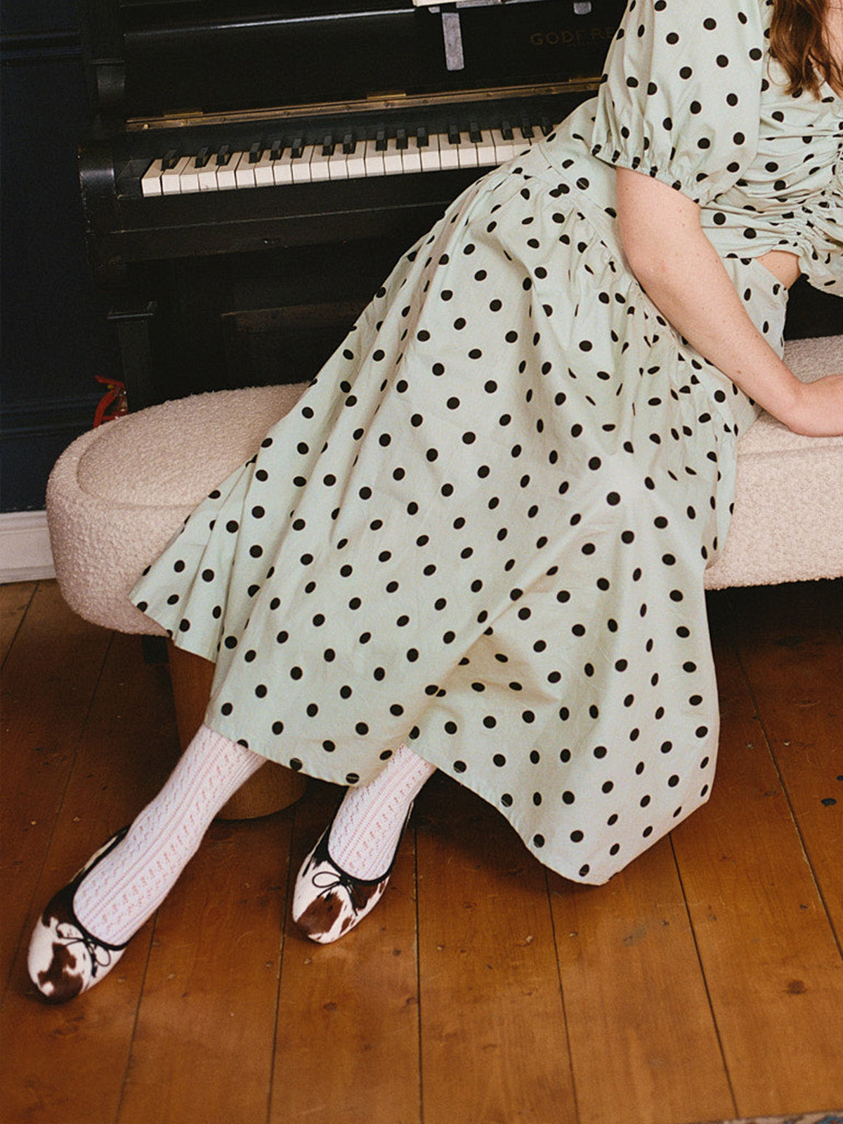 Cow Print Square-Toe Chic Front Bow Classic Slip-On Ballet Flats