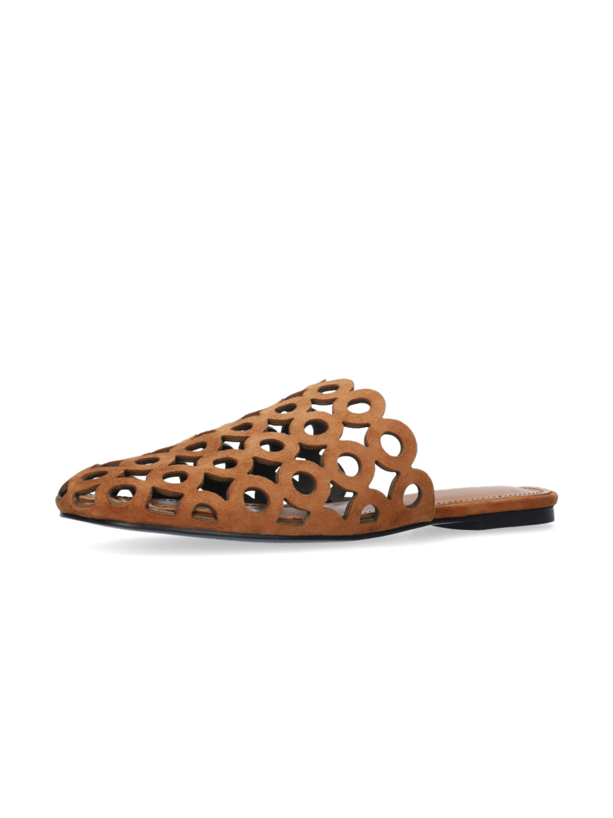 Tawny Square-Toe Chic Backless Perforated Loafers Flats