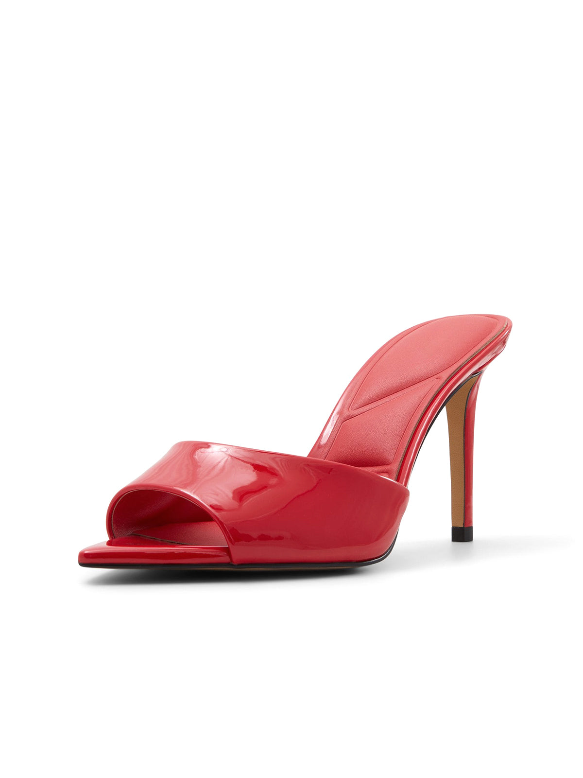 Patent Red Open Pointed-Toe Slip-On Backless High Heels
