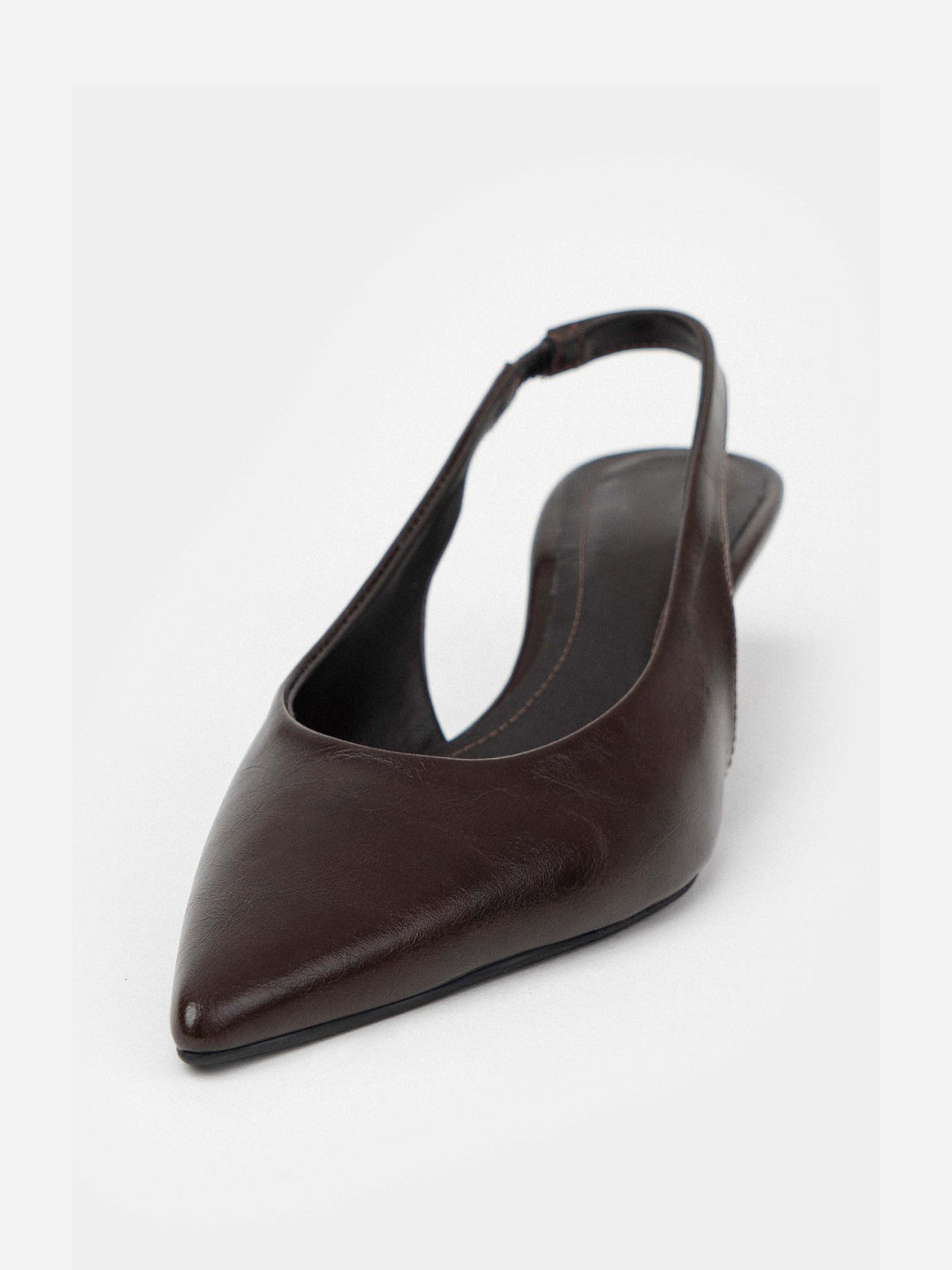 Slingback Pointed-Toe Kitten Heels - Brown