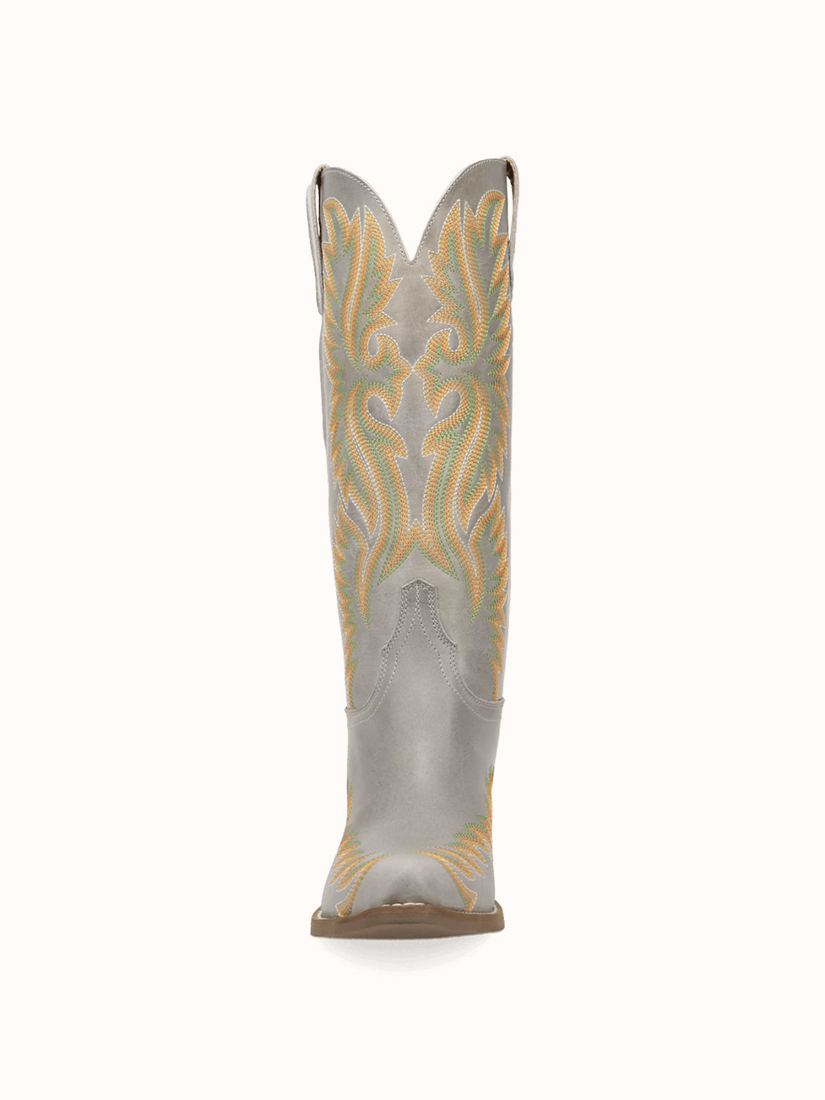 Bone Snip-Toe Chic Flame Embroidery Sleek Mid Calf Cowgirl Boots