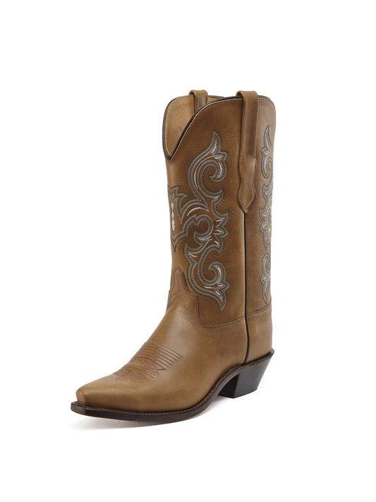 Brown Snip-Toe Exquisite Embroidery Cowgirl Mid Calf Western Boots