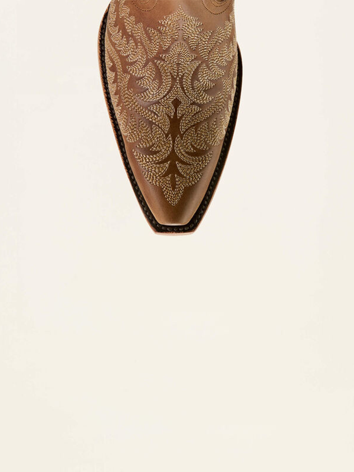 Full-Zip Snip-Toe Mid Calf Embroidery Cowgirl Boots - Brown