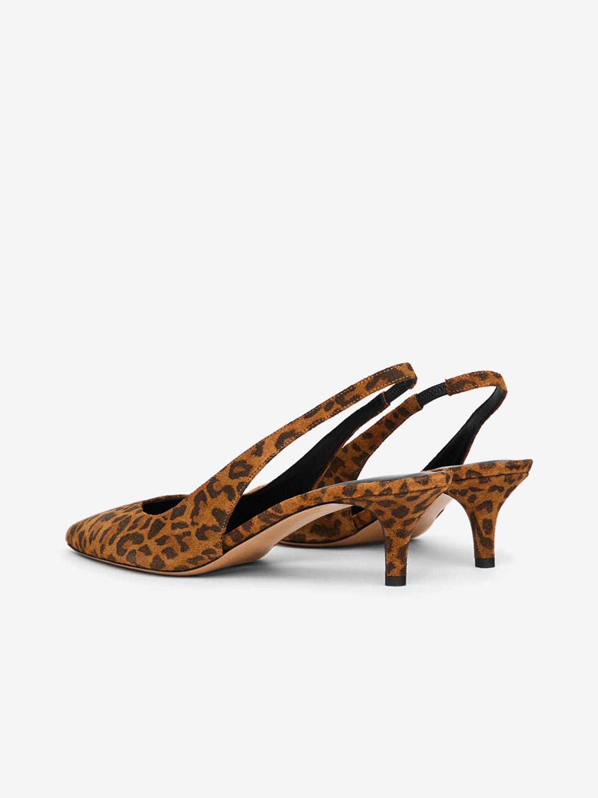 Leopard Faux Suede Pointed-Toe Classic Slingback Kitten Heels