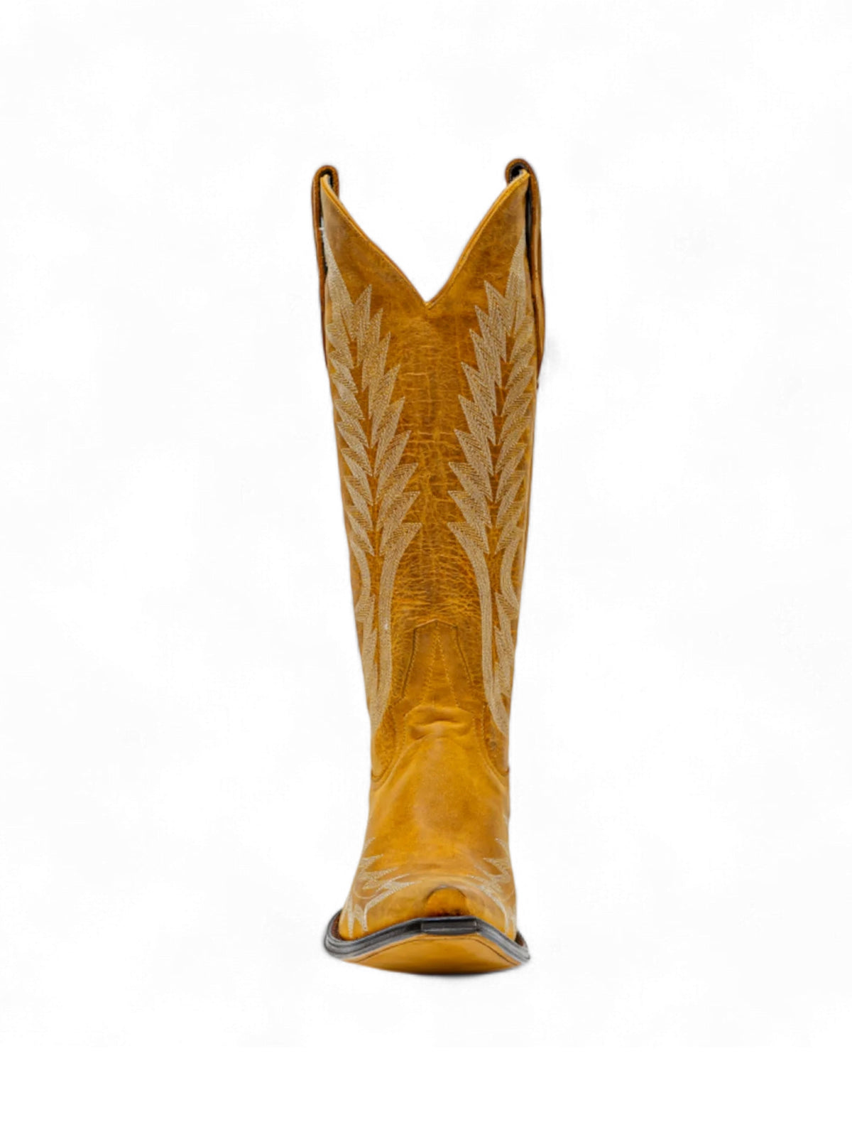 Champagne Snip-Toe Wide Calf Embroidery Knee High Cowgirl Boots