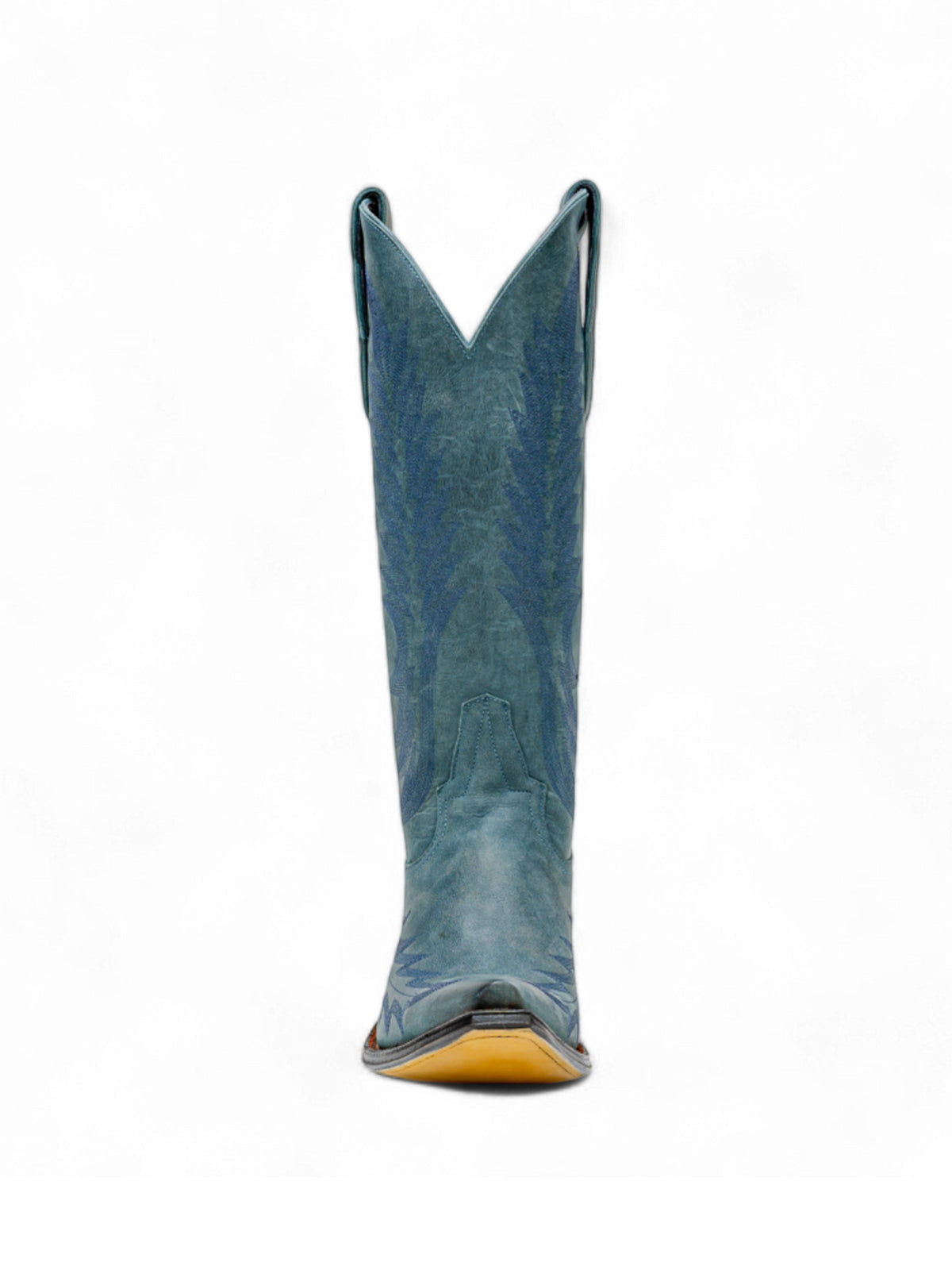 Turquoise Snip-Toe Wide Calf Embroidery Knee High Cowgirl Boots