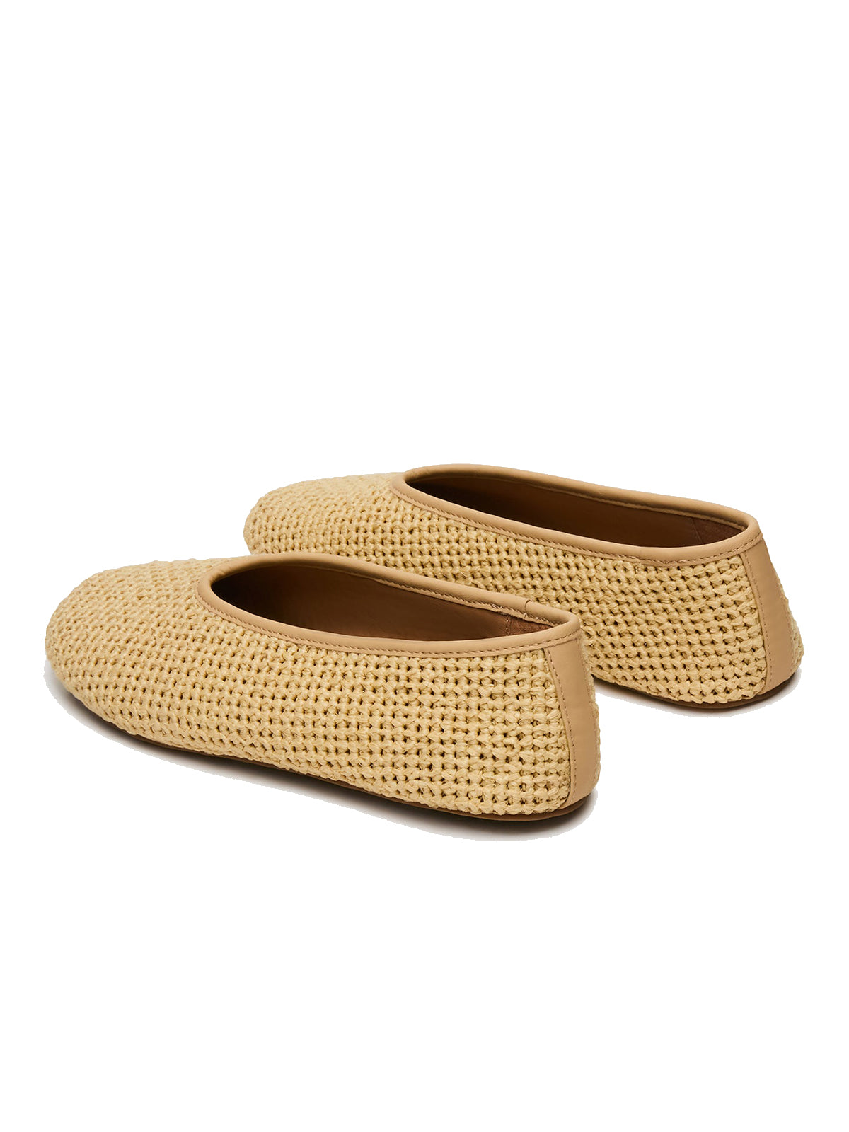 Simple Round-Toe Slip-On Ballet Flats - Natural