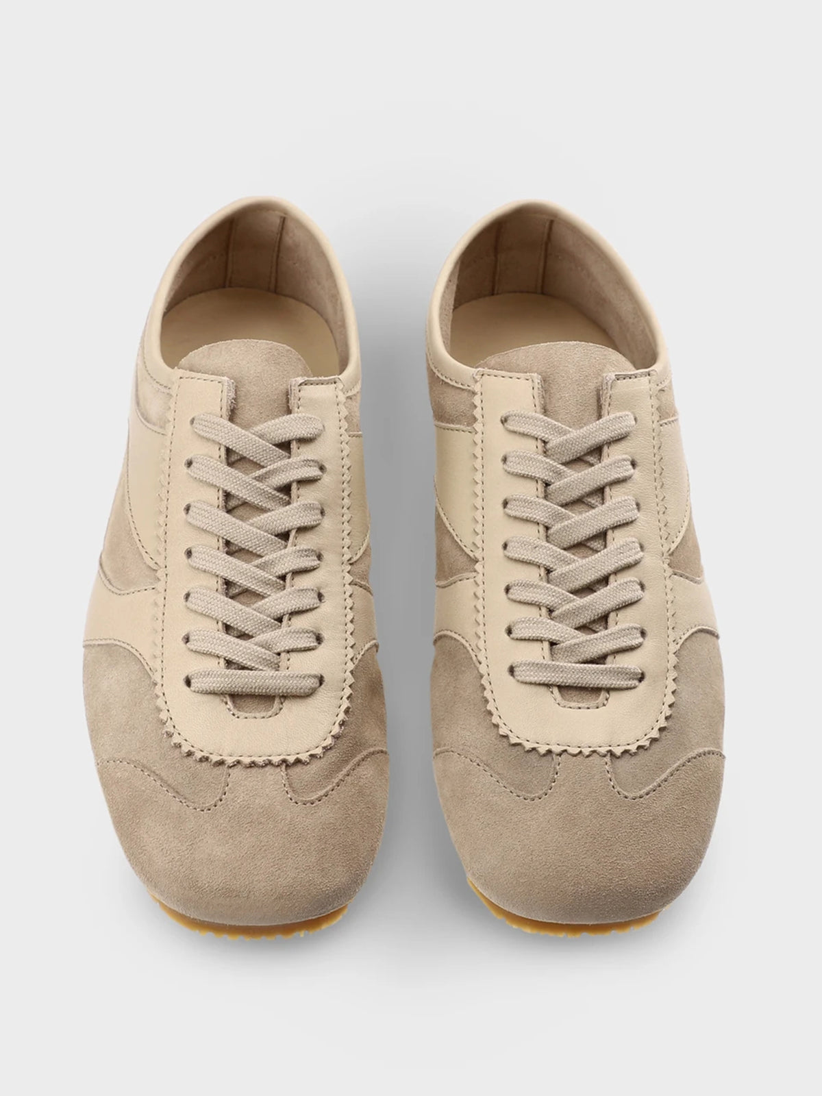 Square-Toe Classic Lace-Up Chic Flats Sneakers - Sand