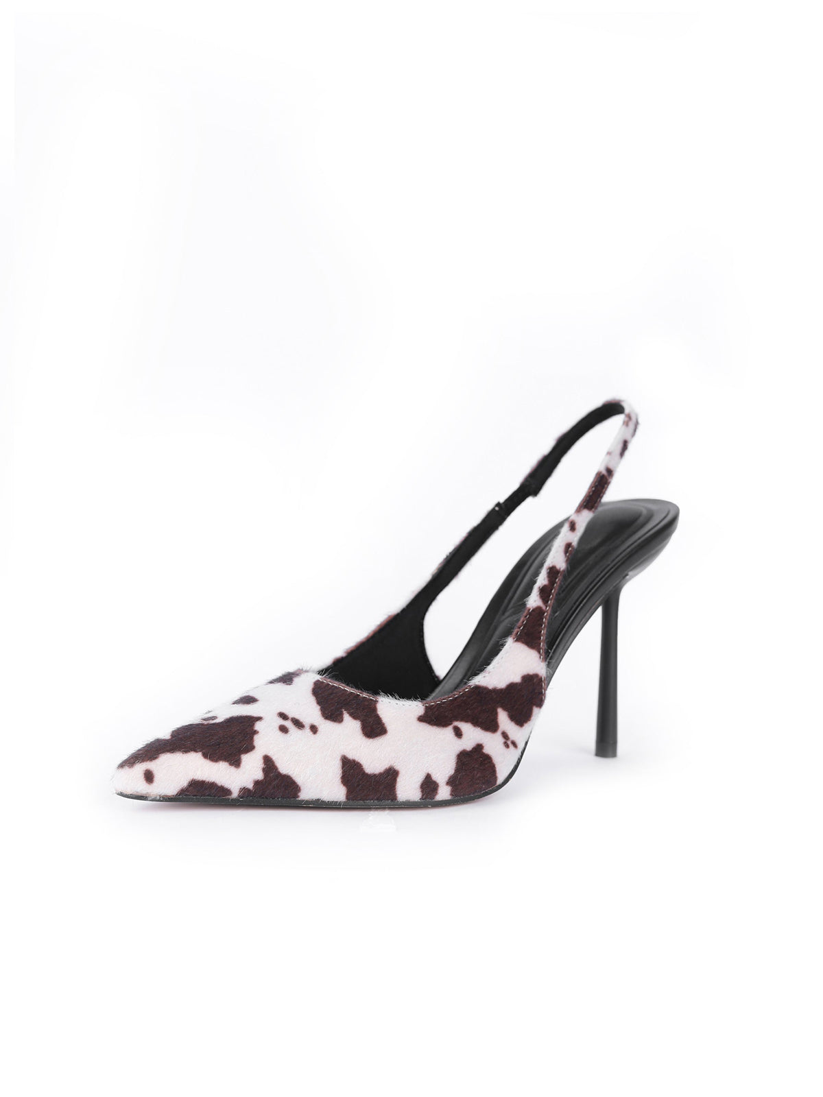 Brown Cow Print Pointed-Toe Classic Slingback High Heels