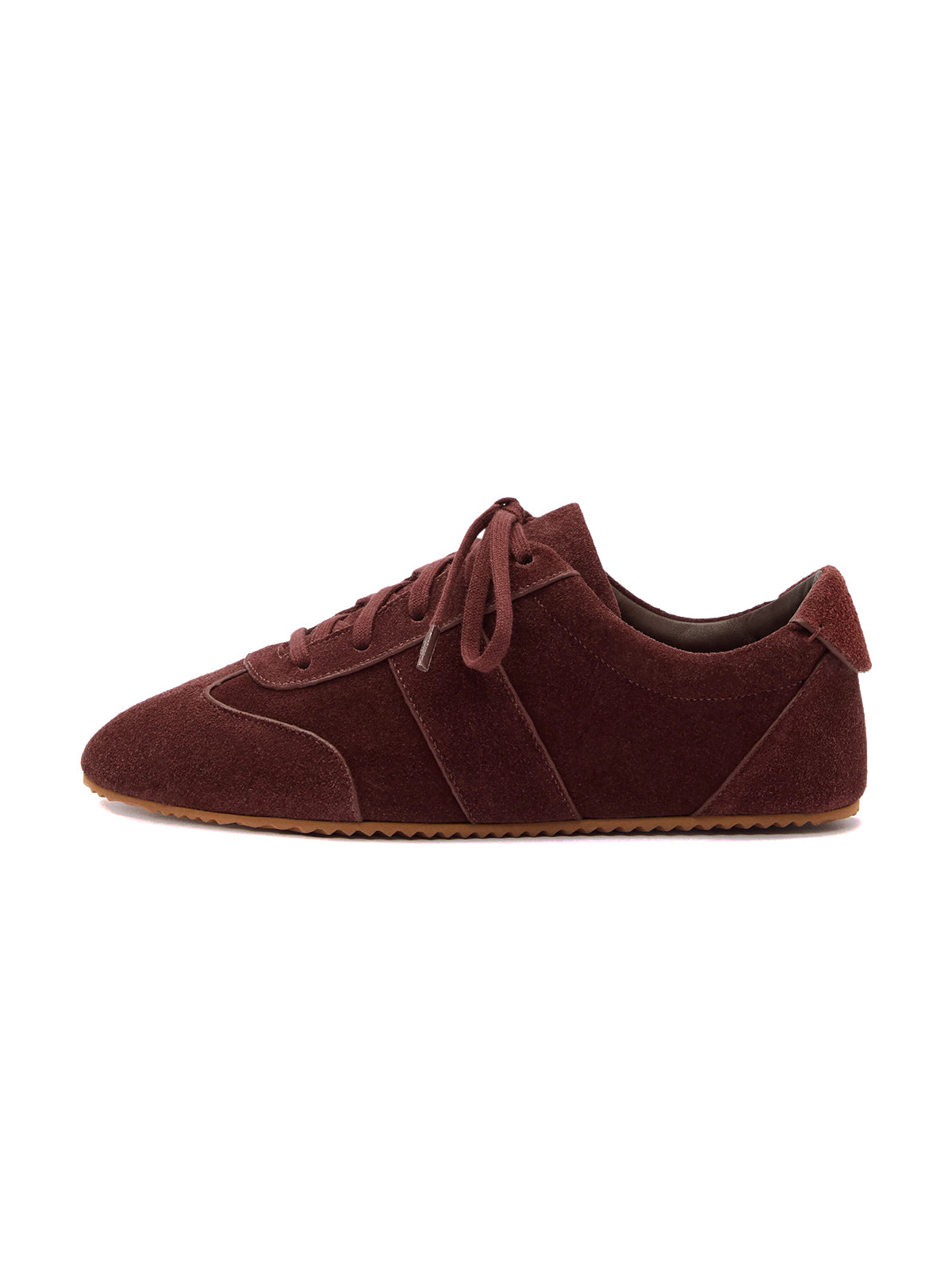 Chocolate Faux Suede Round-Toe Classic Lace-Up Chic Sneakers Flats