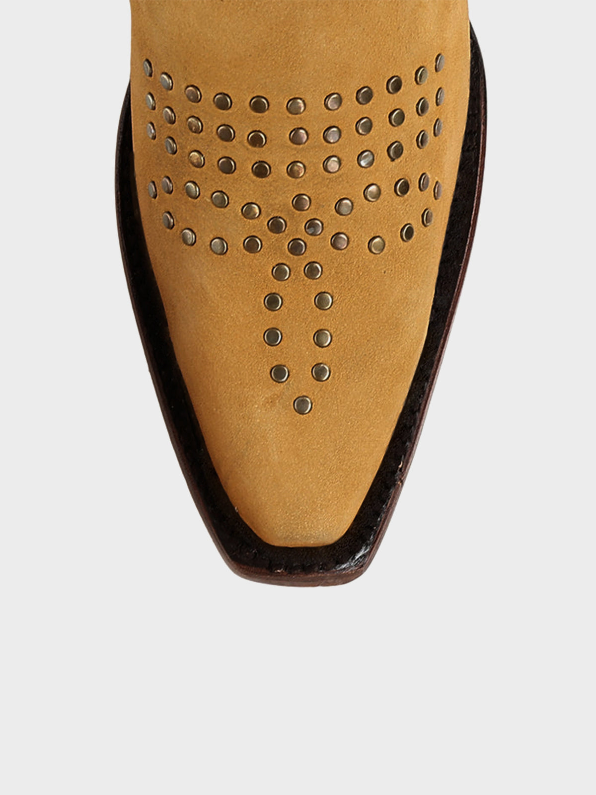 Yellow Snip-Toe Skull Design With Studs Mid Calf Cowgirl Boots