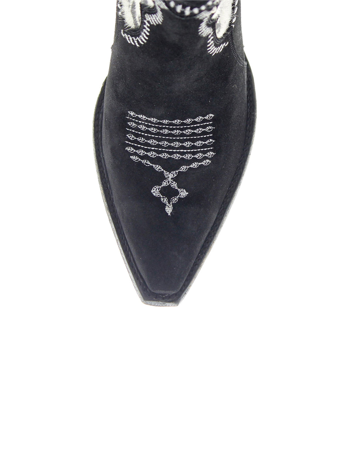 Contrast Black And Cow Print Snip-Toe Full-Zip Ankle Cowgirl Boots