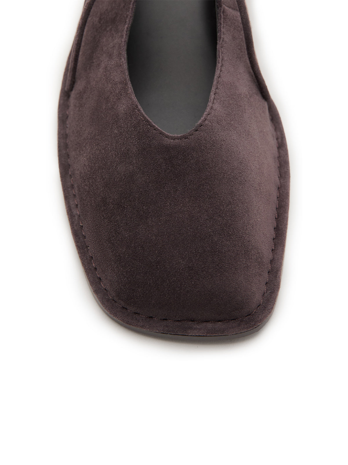 Chocolate Faux Suede Square-Toe Slip-On Flats With Bow