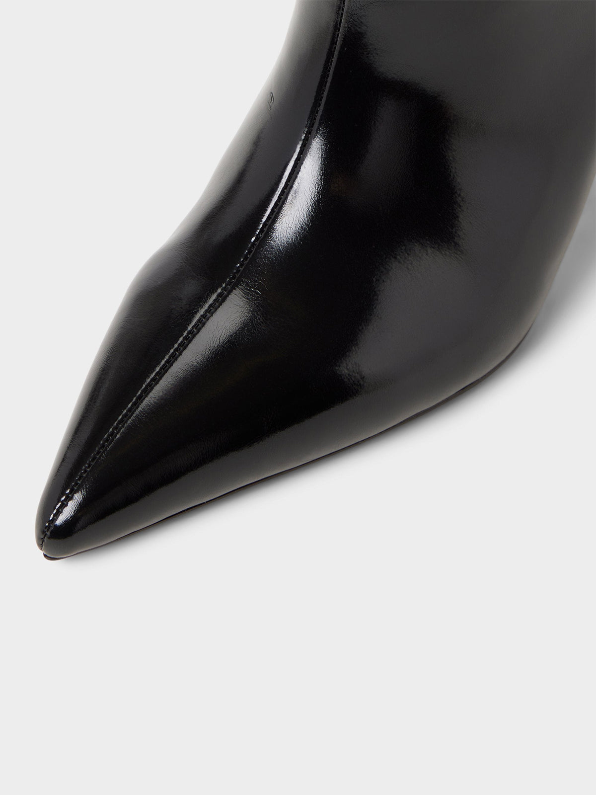 Patent Black Pointed-Toe Sleek Wide Calf Knee High Stiletto Boots