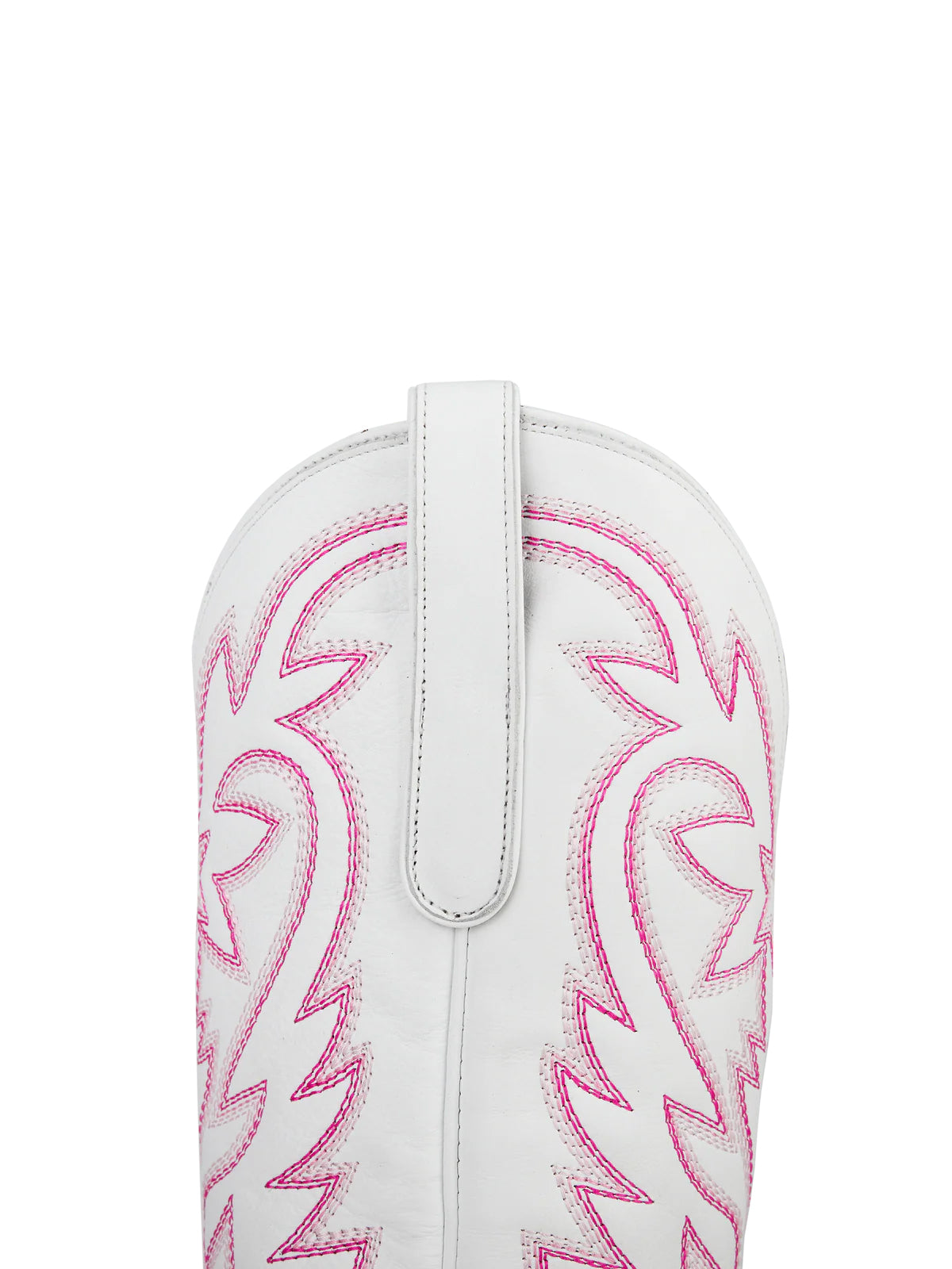 Western Snip-Toe Pink Embroidery Classic Knee High Half-Zip Cowgirl Boots - White