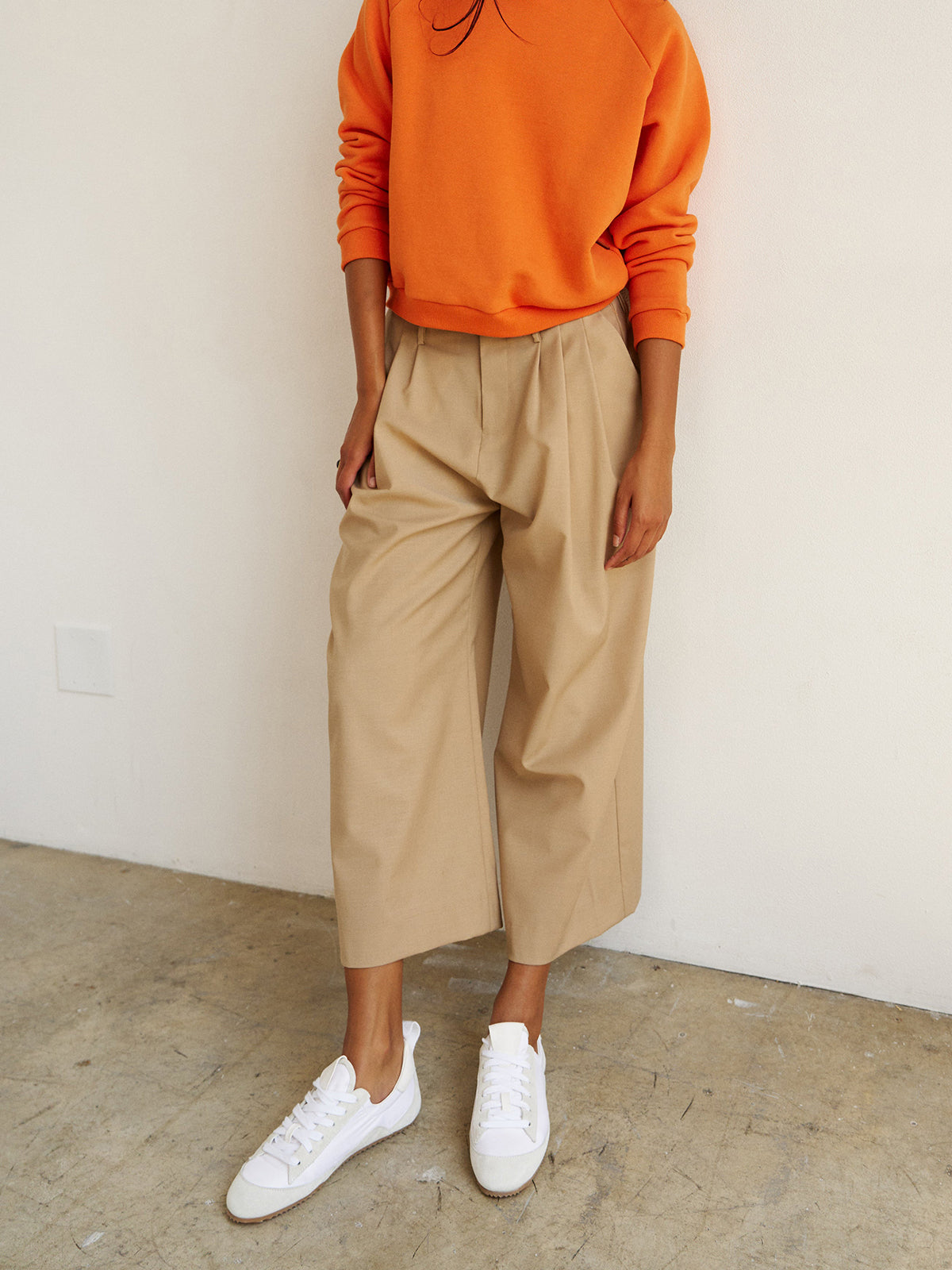 Cow Suede And Satin Round-Toe Lace-Up Chic Sneakers - White