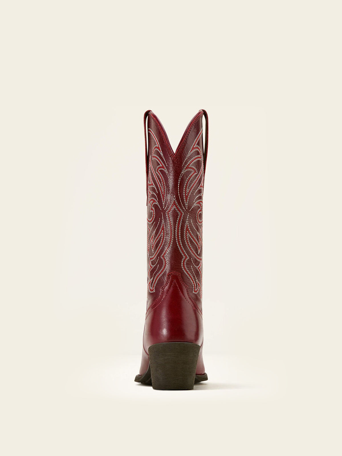 Mid Calf Almond-Toe Embroidery Cowgirl Boots - Burgundy