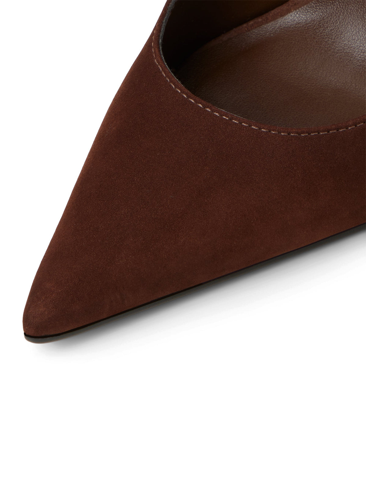 Dark Brown Faux Suede Pointed-Toe Classic Buckle Slingback High Heels