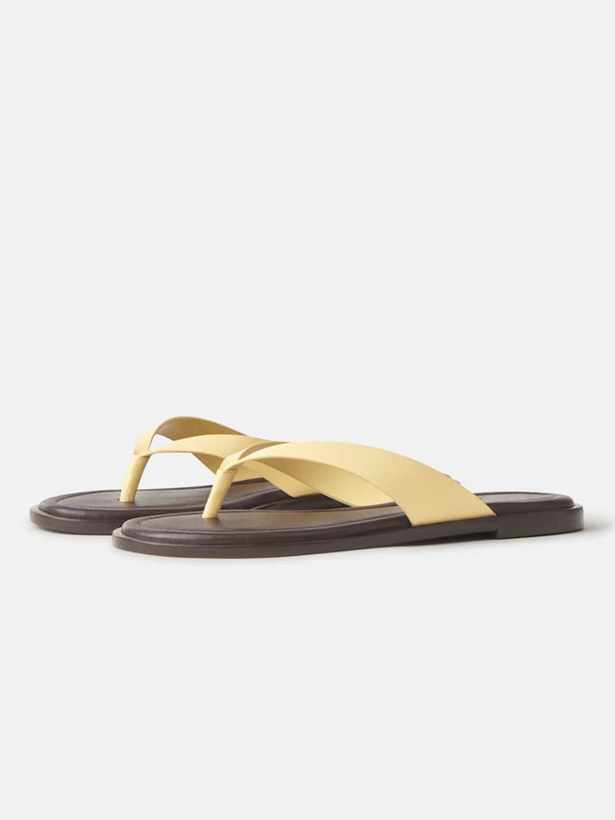 Yellow Round-Toe Flip-Flop Slip-On Flats Sandals