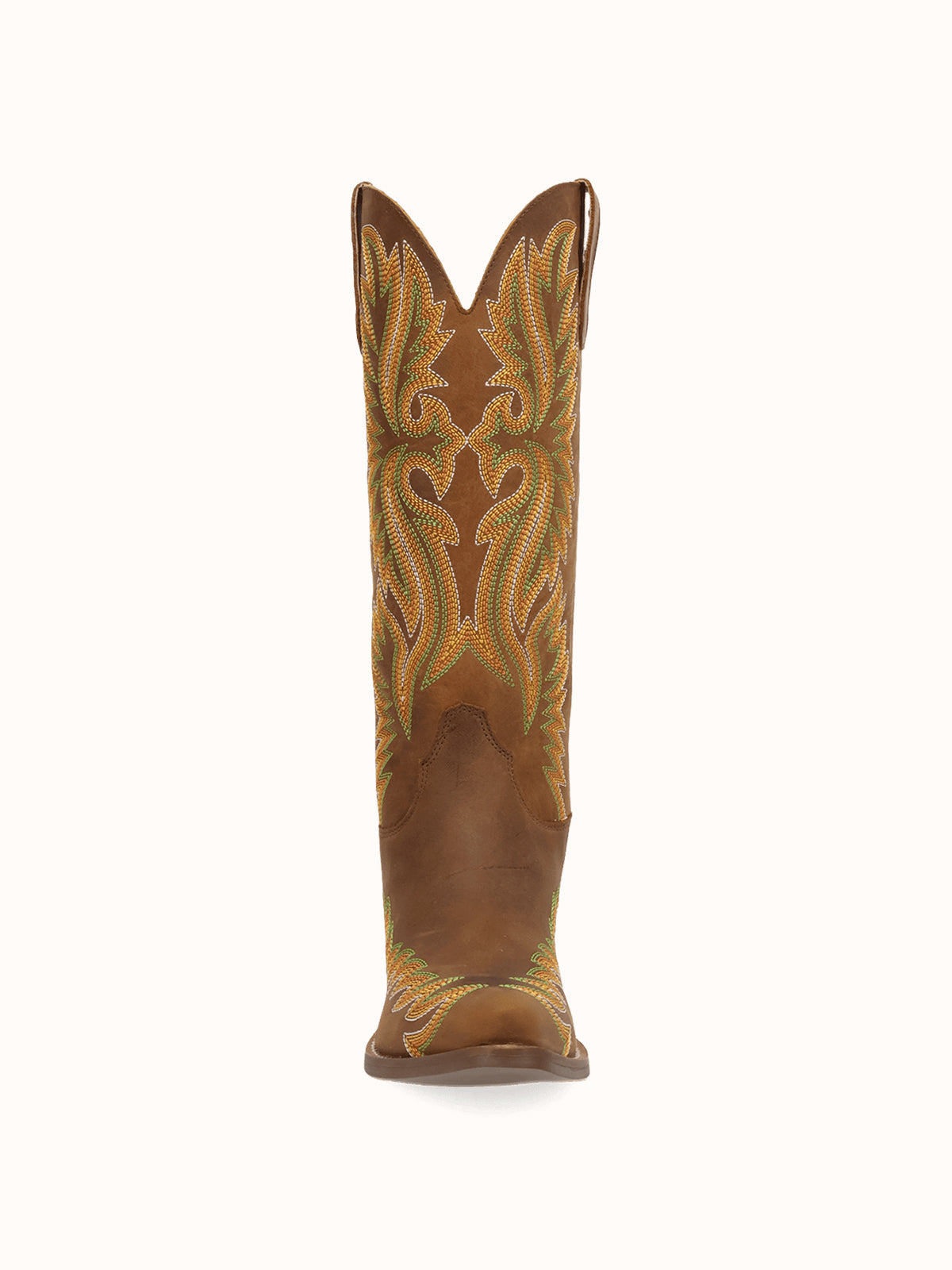 Brown Snip-Toe Chic Flame Embroidery Sleek Mid Calf Cowgirl Boots