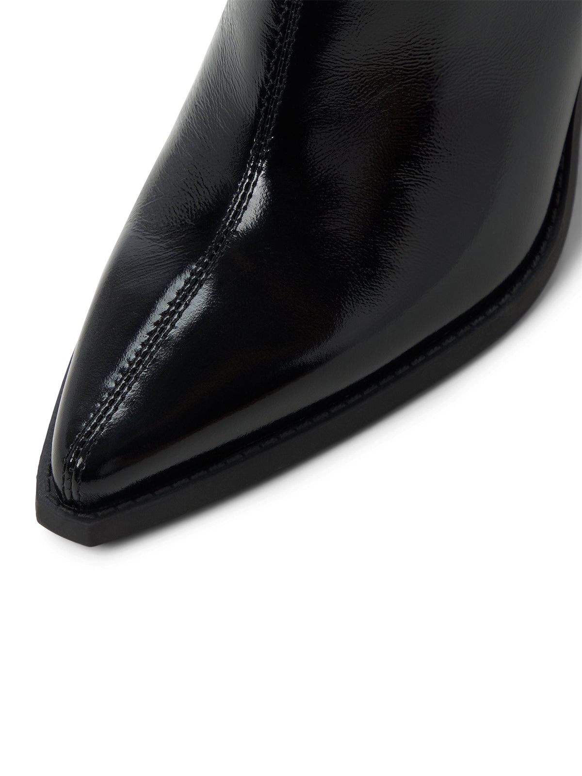 Black Pointed-Toe Back Full-Zip Ankle Cowgirl Boots