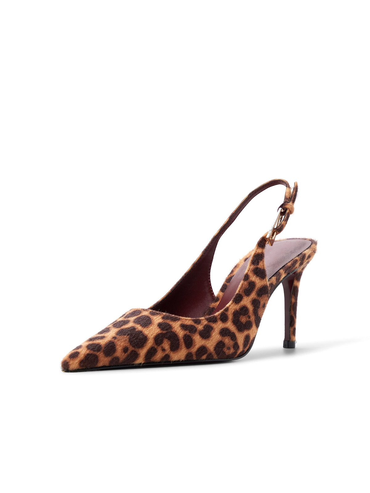 Leopard Faux Suede Pointed-Toe Classic Kitten Heels With Slingback