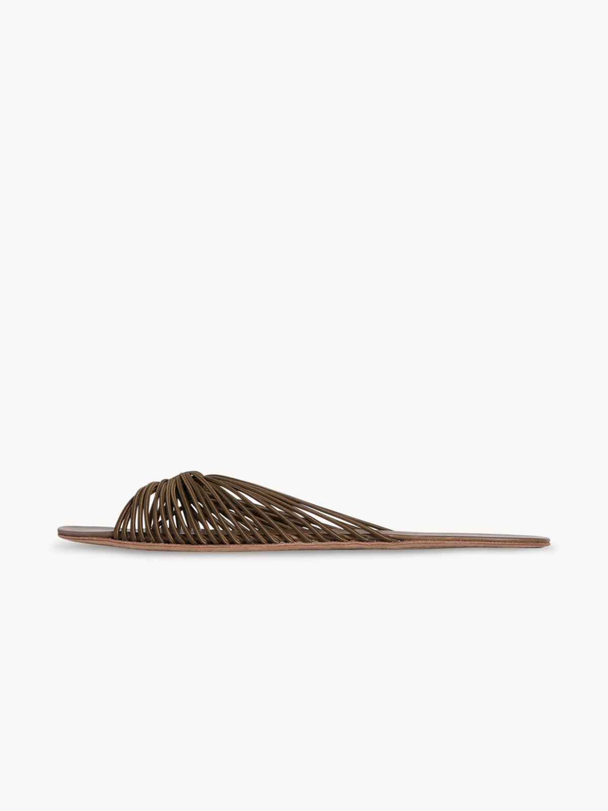 Brown Round-Toe Elastic Straps Flats