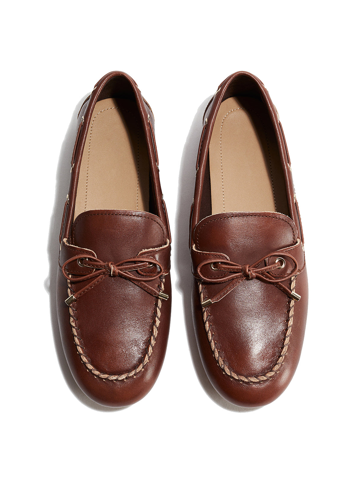 Coffee Round-Toe Front Chic Bow Slip-On Flats