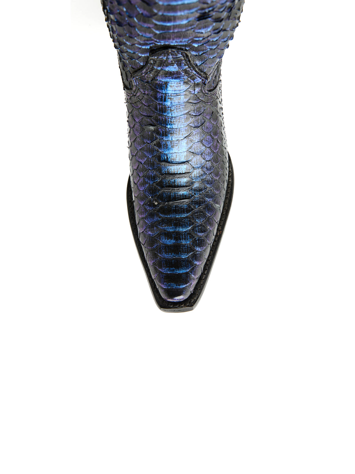 Blue Snakeskin Print Snip-Toe Sleek Wide Calf Knee High Cowgirl Boots