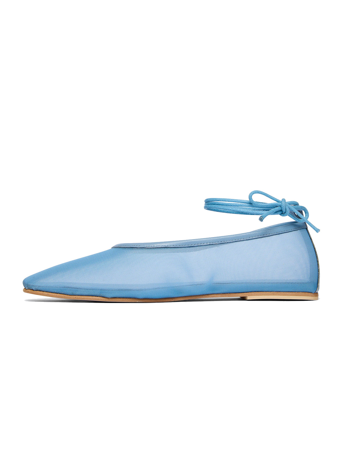 Blue Mesh Square-Toe Simple Ankle Strap Stylish Flats