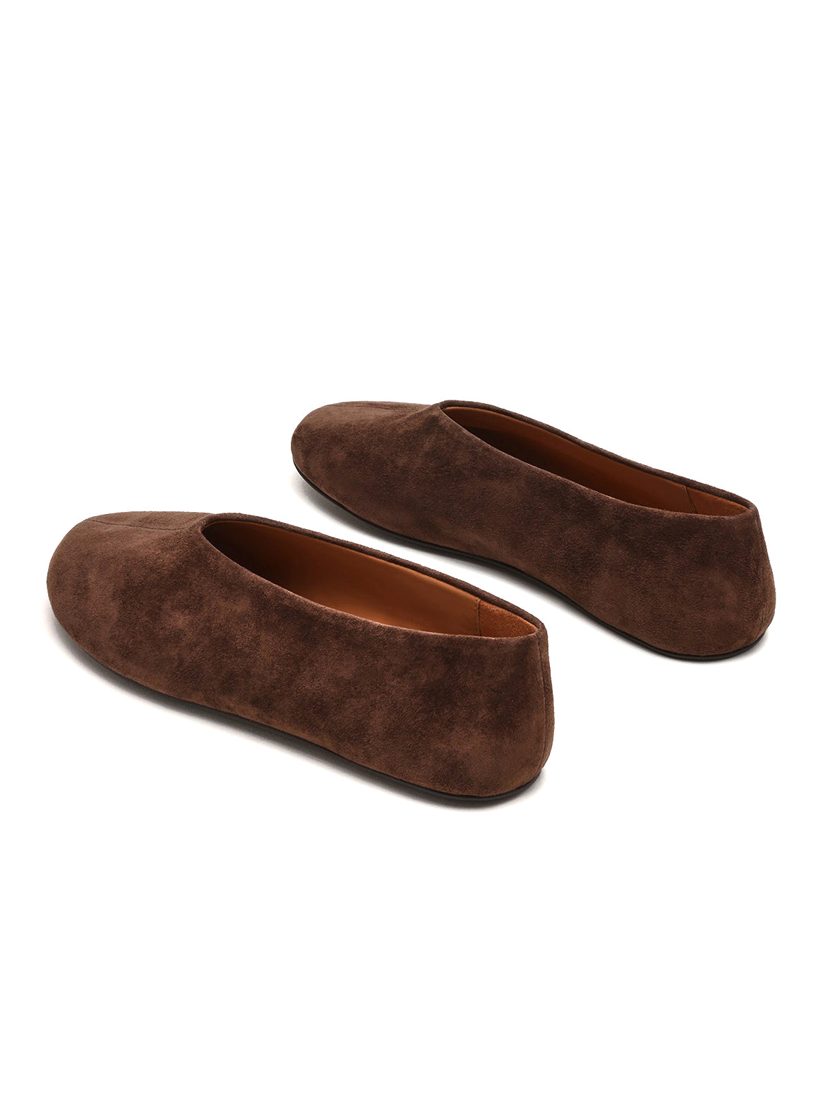 Simple Round-Toe Slip-On Ballet Flats - Brown