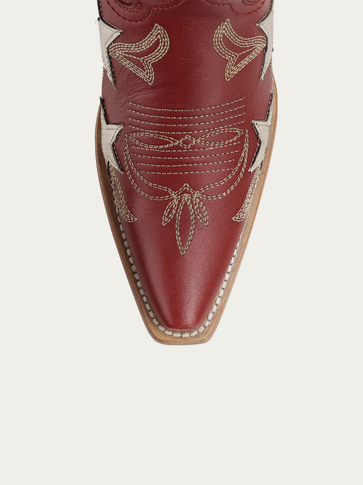 Red Snip-Toe Star Inlay With Embroidery Ankle Cowgirl Boots