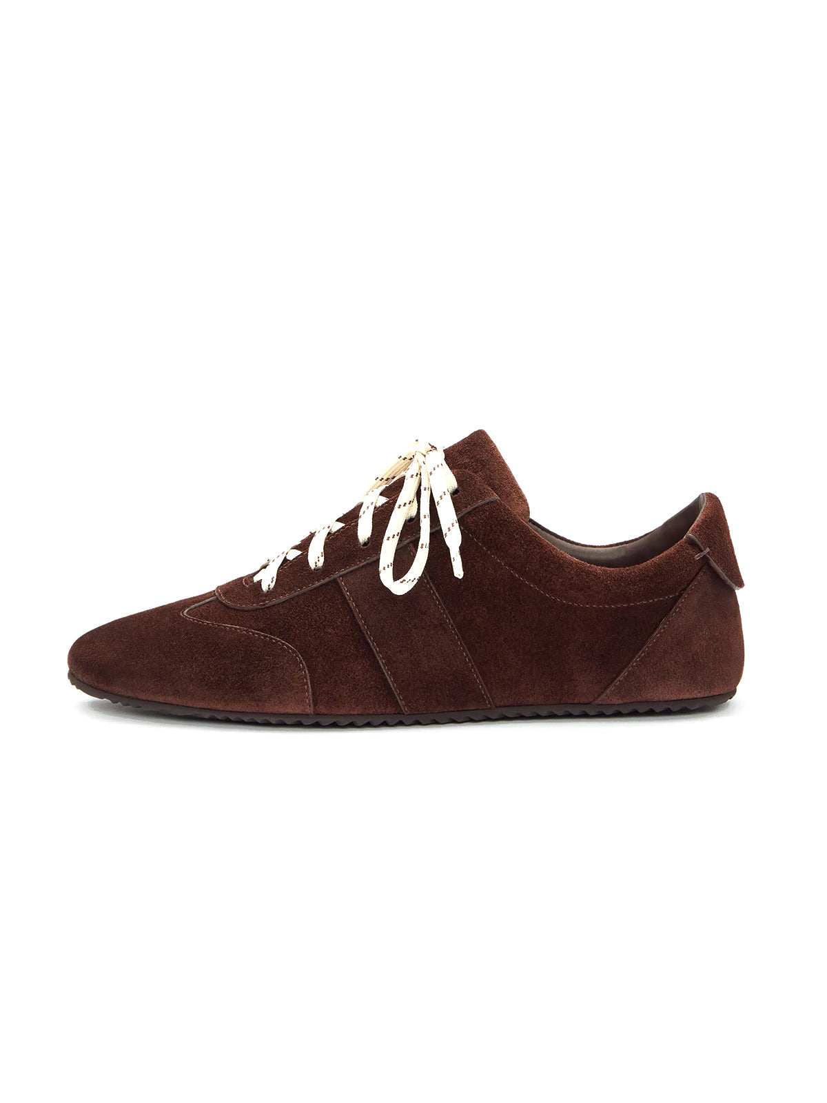 Ruby Red Faux Suede Round-Toe Classic Lace-Up Chic Sneakers Flats